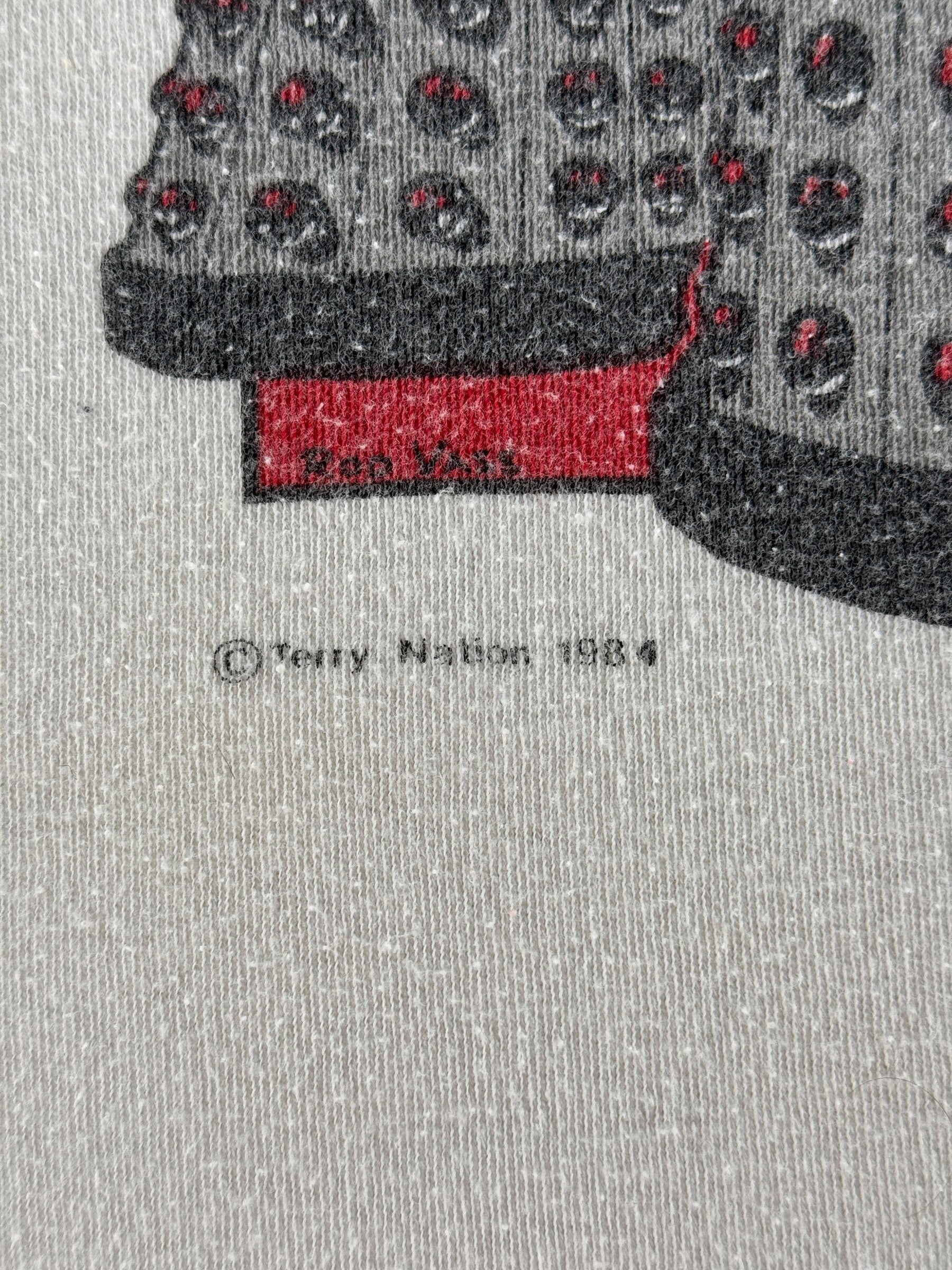 Copyright stamp on front of Vintage 80's Dr. Who Daleks Euro Tee SZ XL (Fits M)