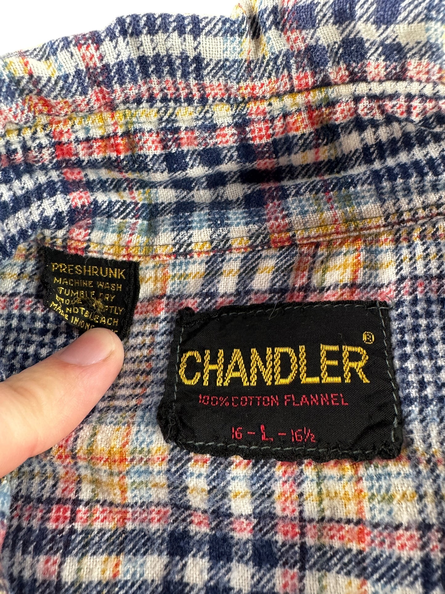 Label on Vintage Chandler Printed Cotton Flannel SZ L