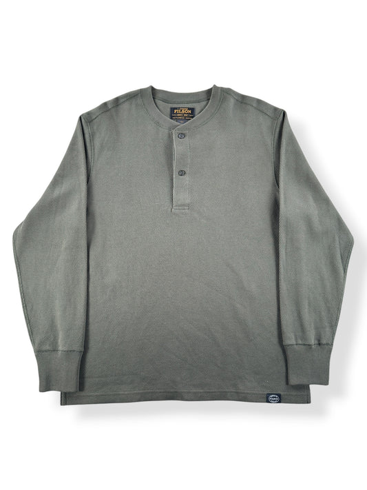 Front of Filson Mossy Rock Waffle Knit Henley SZ L