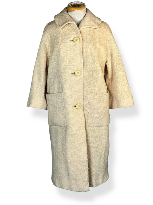 Front of 1960s Cream Bouclé Coat M