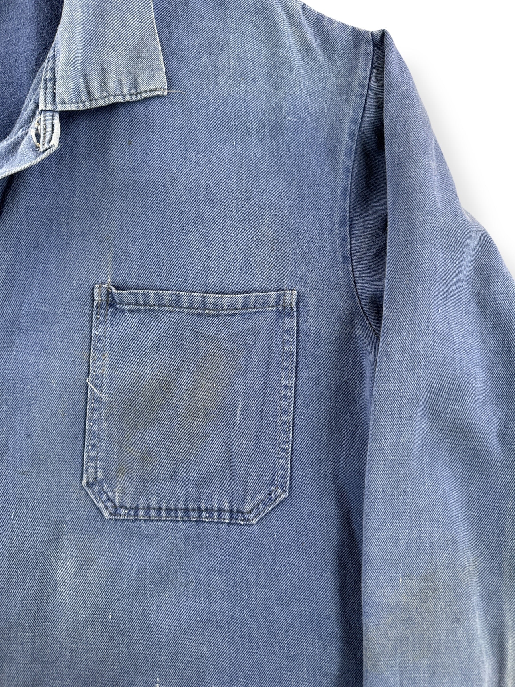 Wear on Vintage Tattered French Chore Coat SZ L