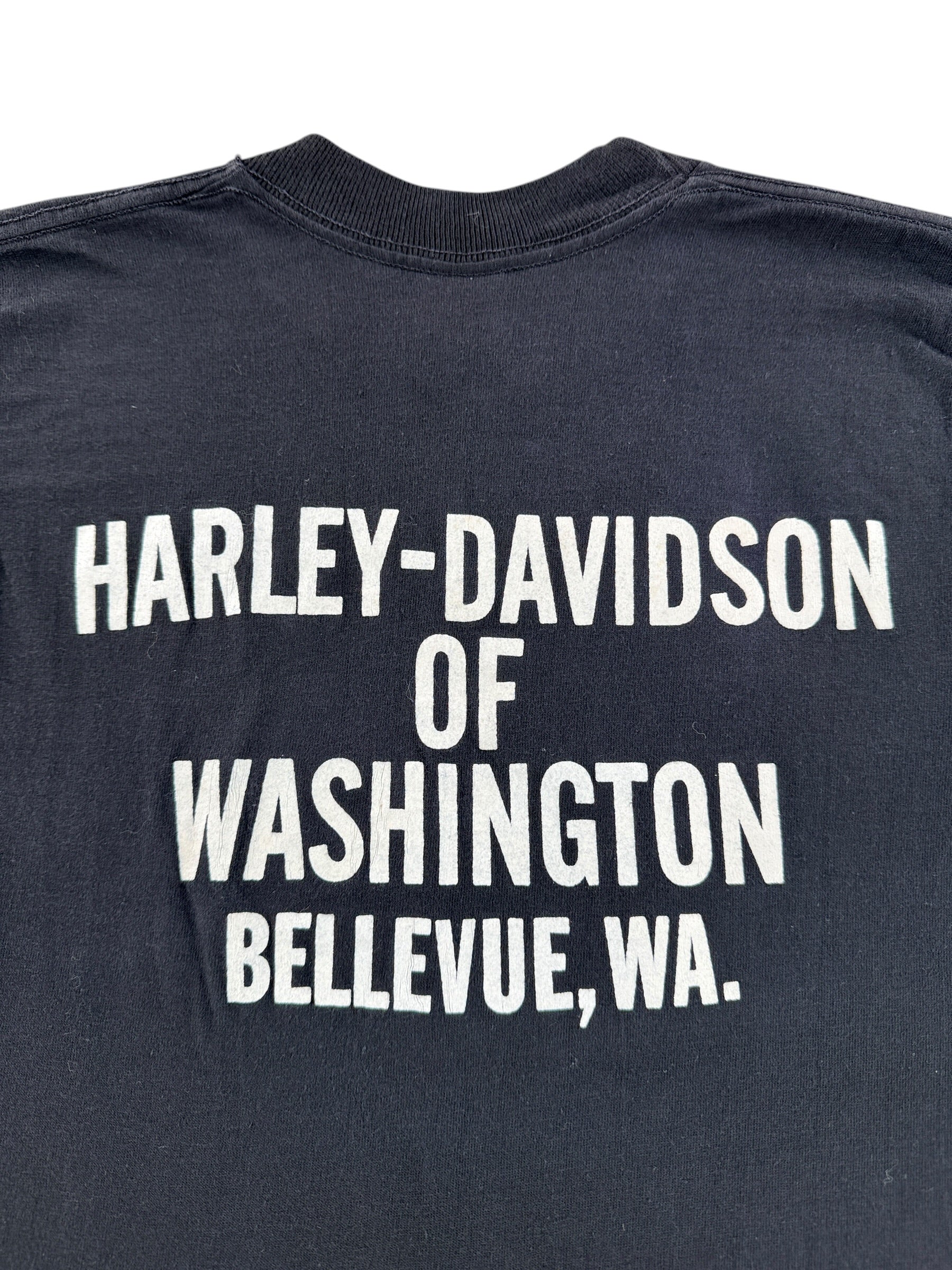 Back Graphic of Vintage Bellevue Harley Spread Eagle Tee SZ S (Fits XS)