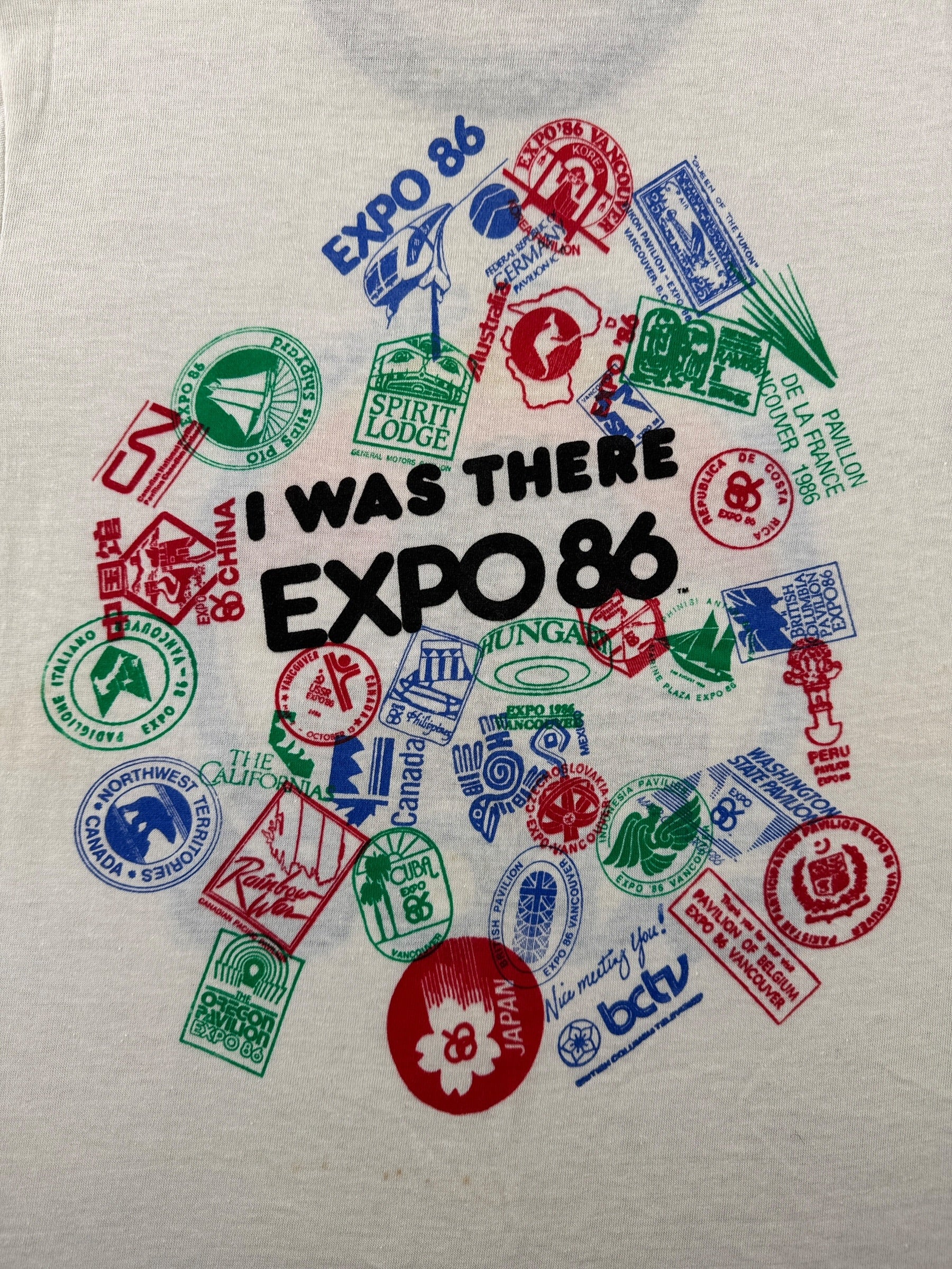 Back Graphic of Vintage Vancouver Expo 86 Ringer Tee SZ M (Fits S)