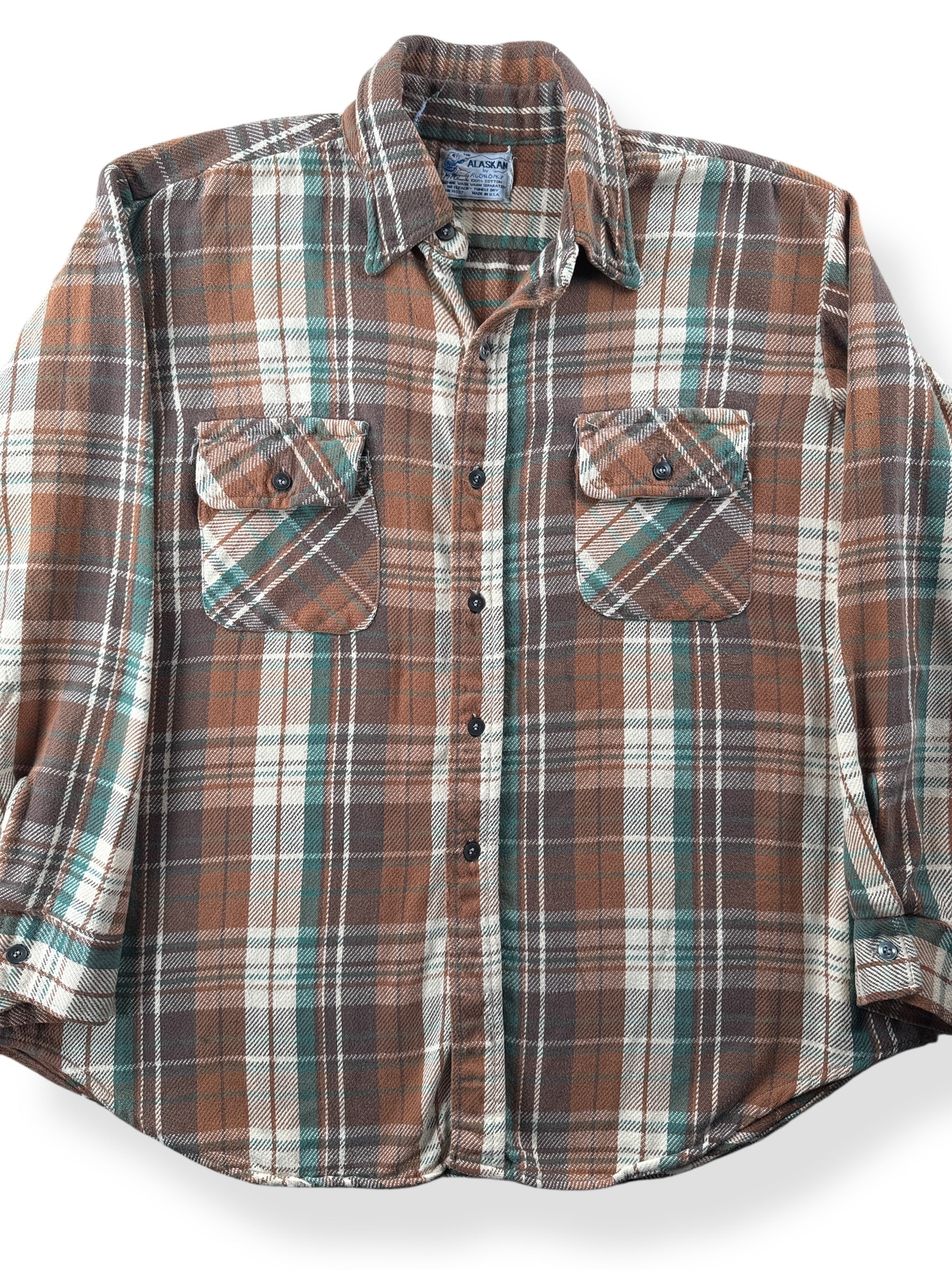 Front Close Up of Vintage The Alaskan Cotton Flannel SZ XL