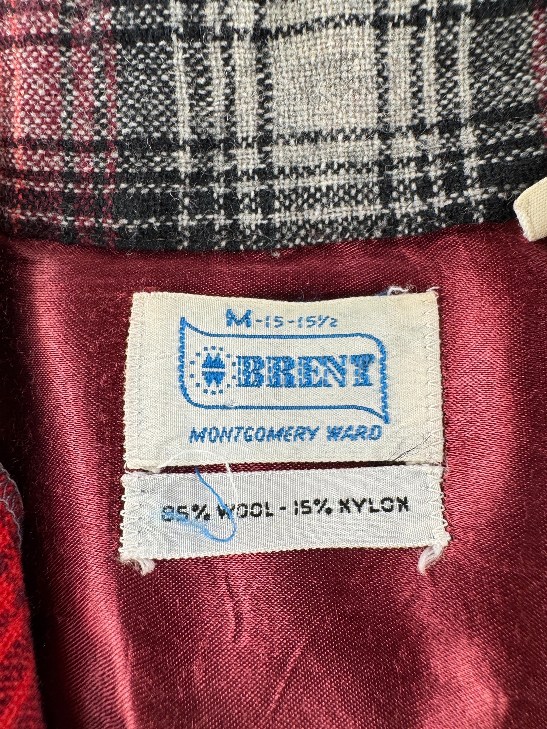 Label on Vintage Brent Wool Blend Flannel SZ M