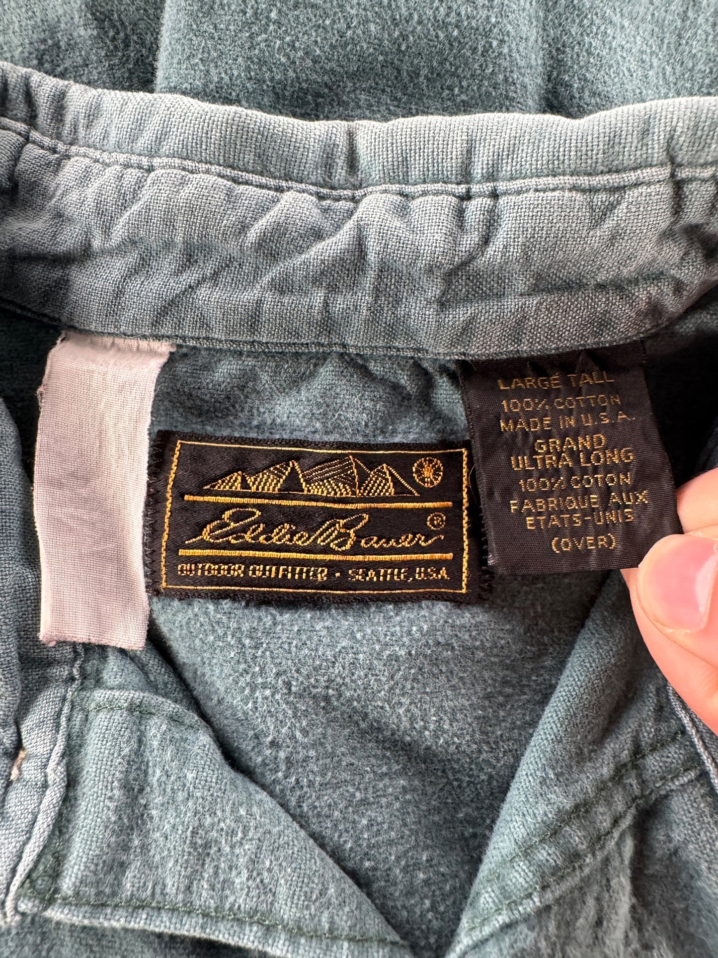 Tag on Vintage 80's Eddie Bauer Chamois Shirt SZ XL