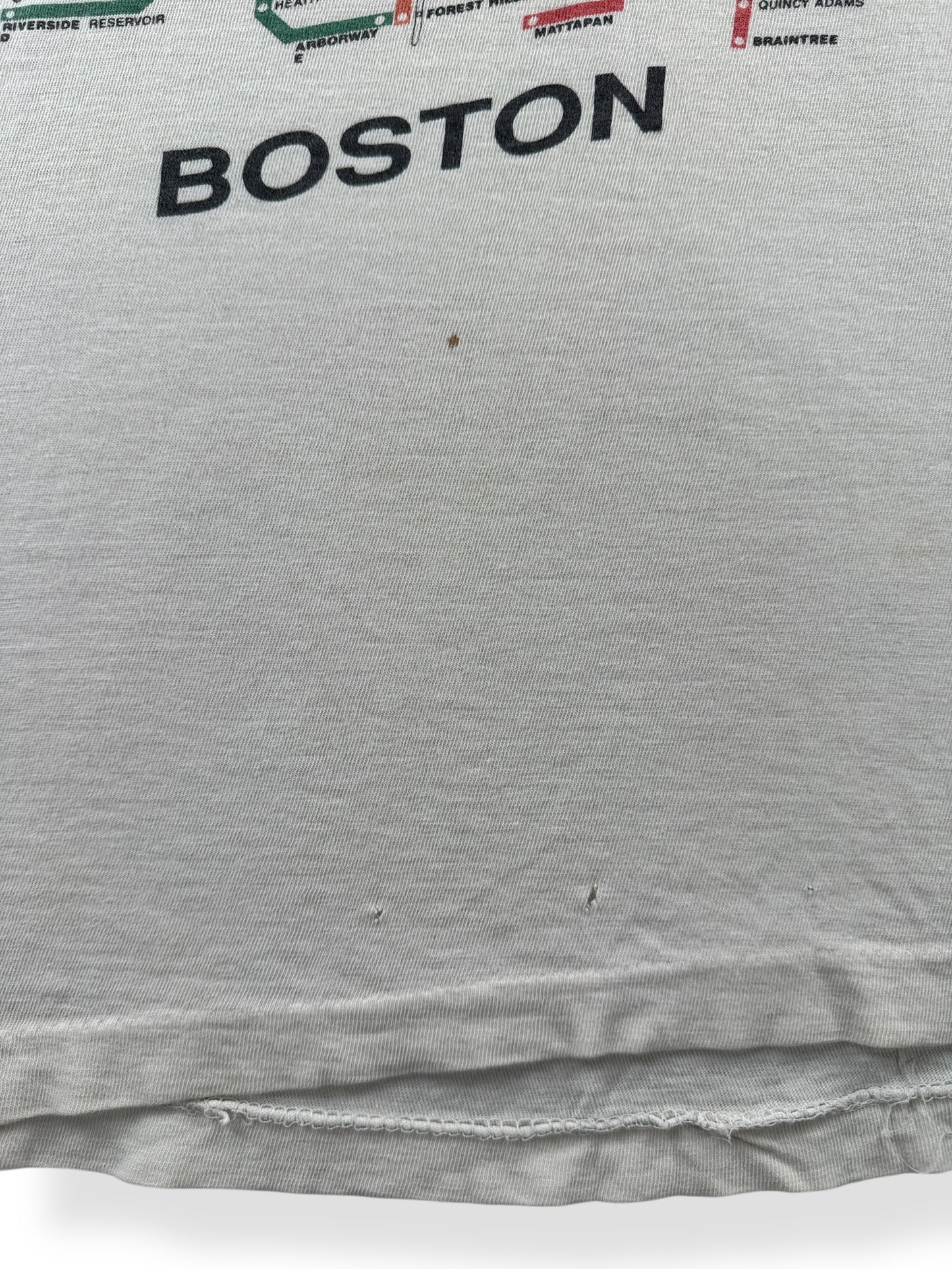 Hole on Vintage Boston MBTA Subway Tee SZ L