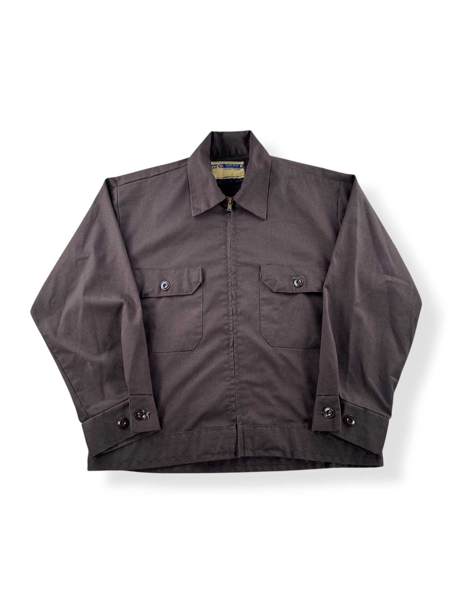 Front of Vintage Brown 2 Pocket Gas Station Jacket SZ M