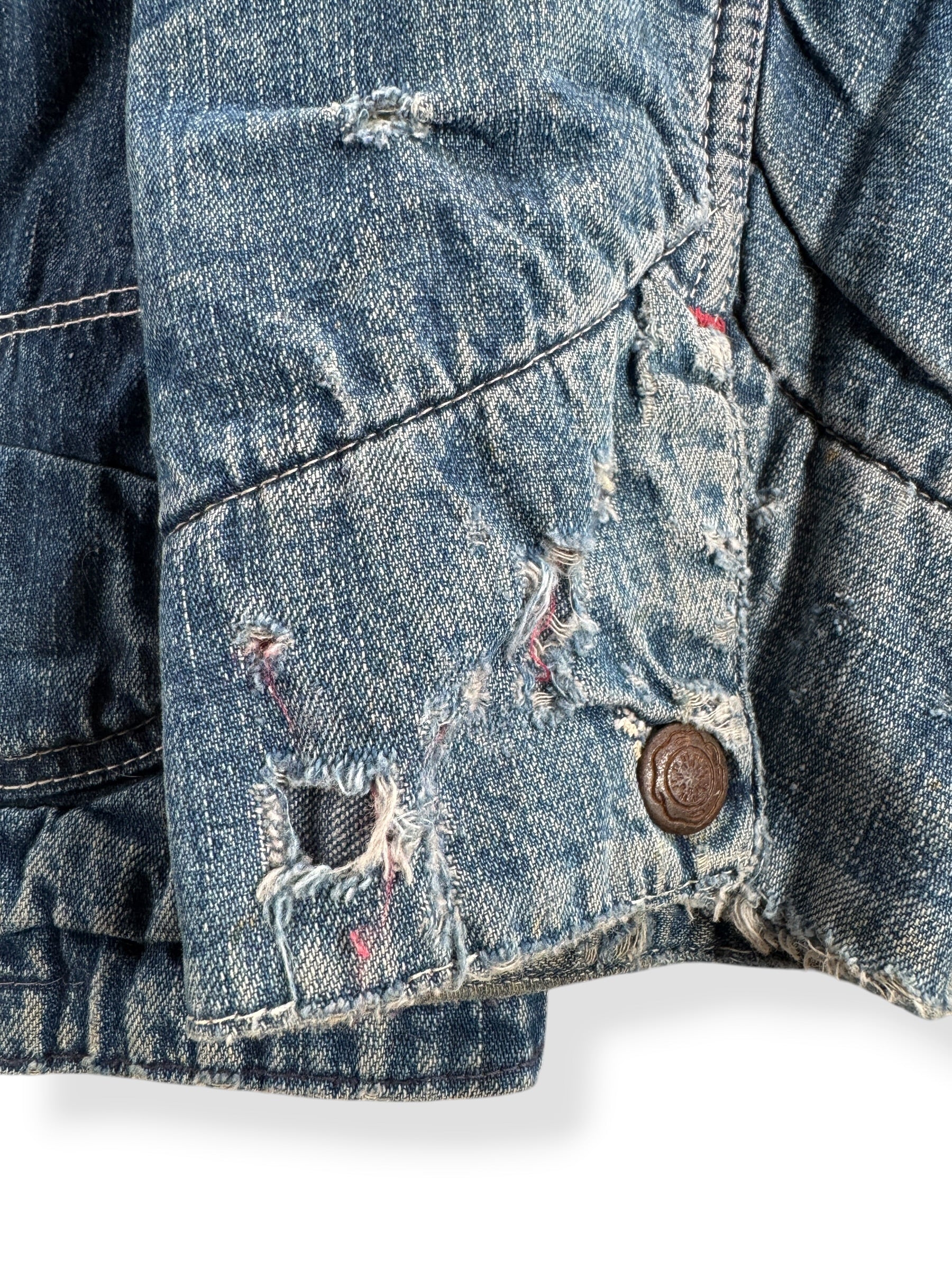 Hole on Vintage 60s Quilt Lined Denim Chore Coat SZ 40