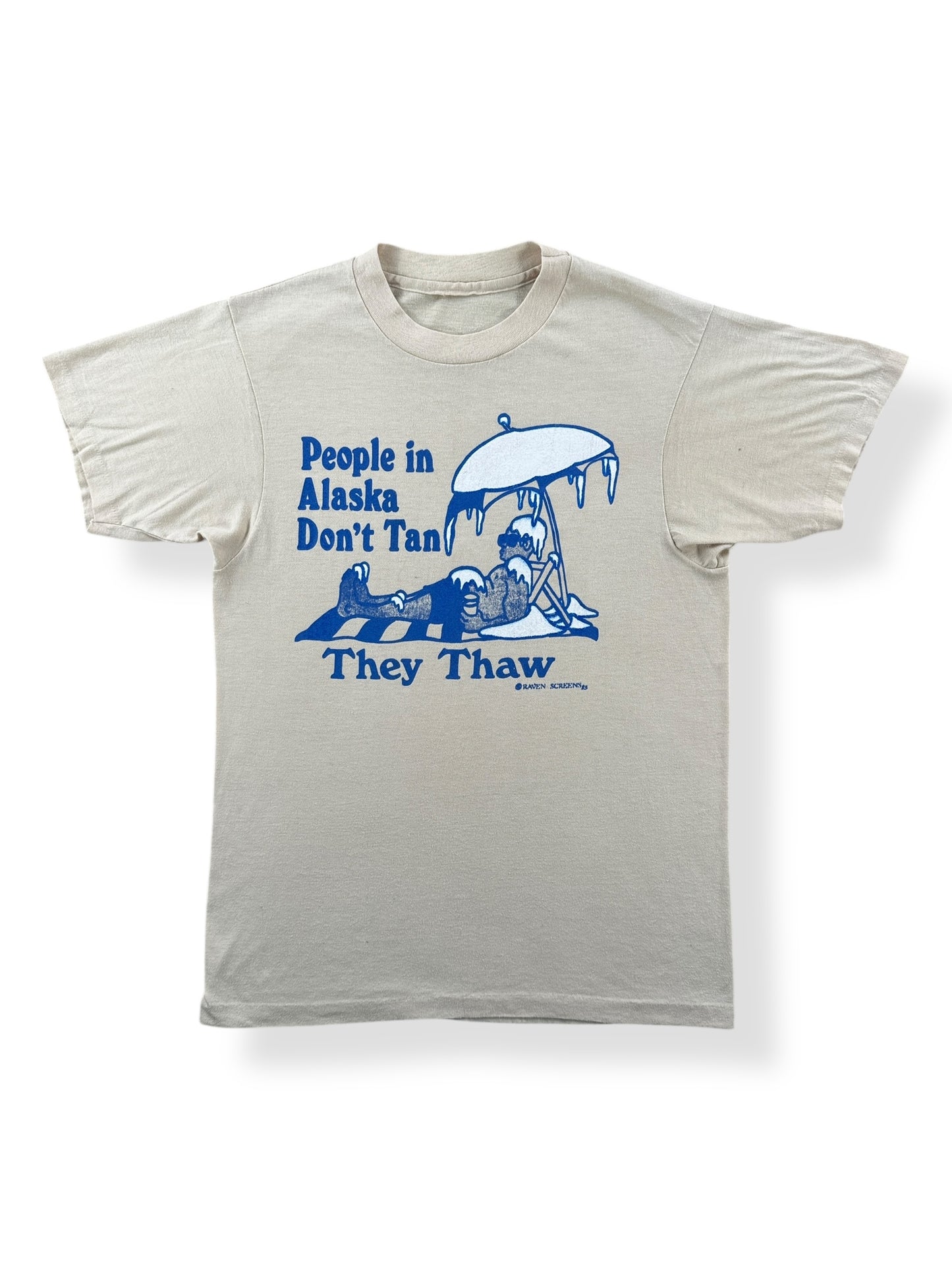 Front of Vintage People in Alaska Don't Tan Tee SZ S
