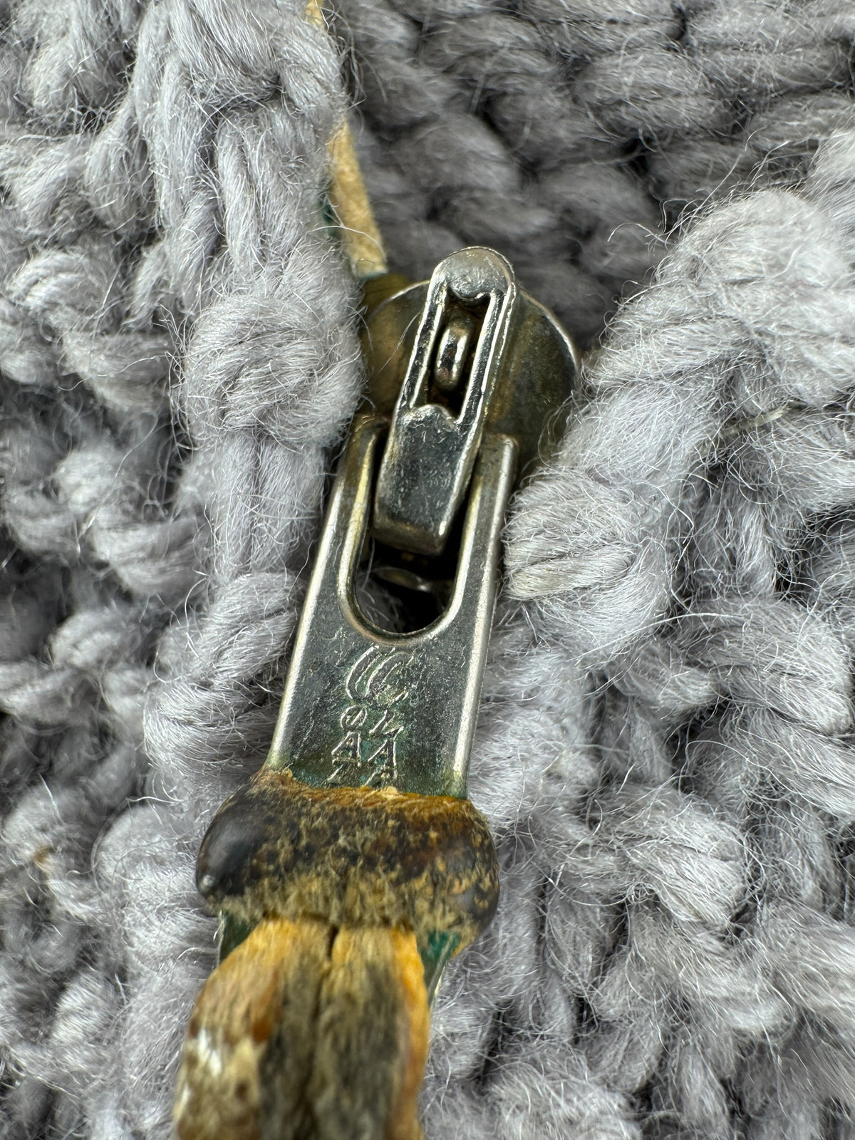 Zipper on Vintage 50s Firetruck Cowichan Style Sweater SZ L