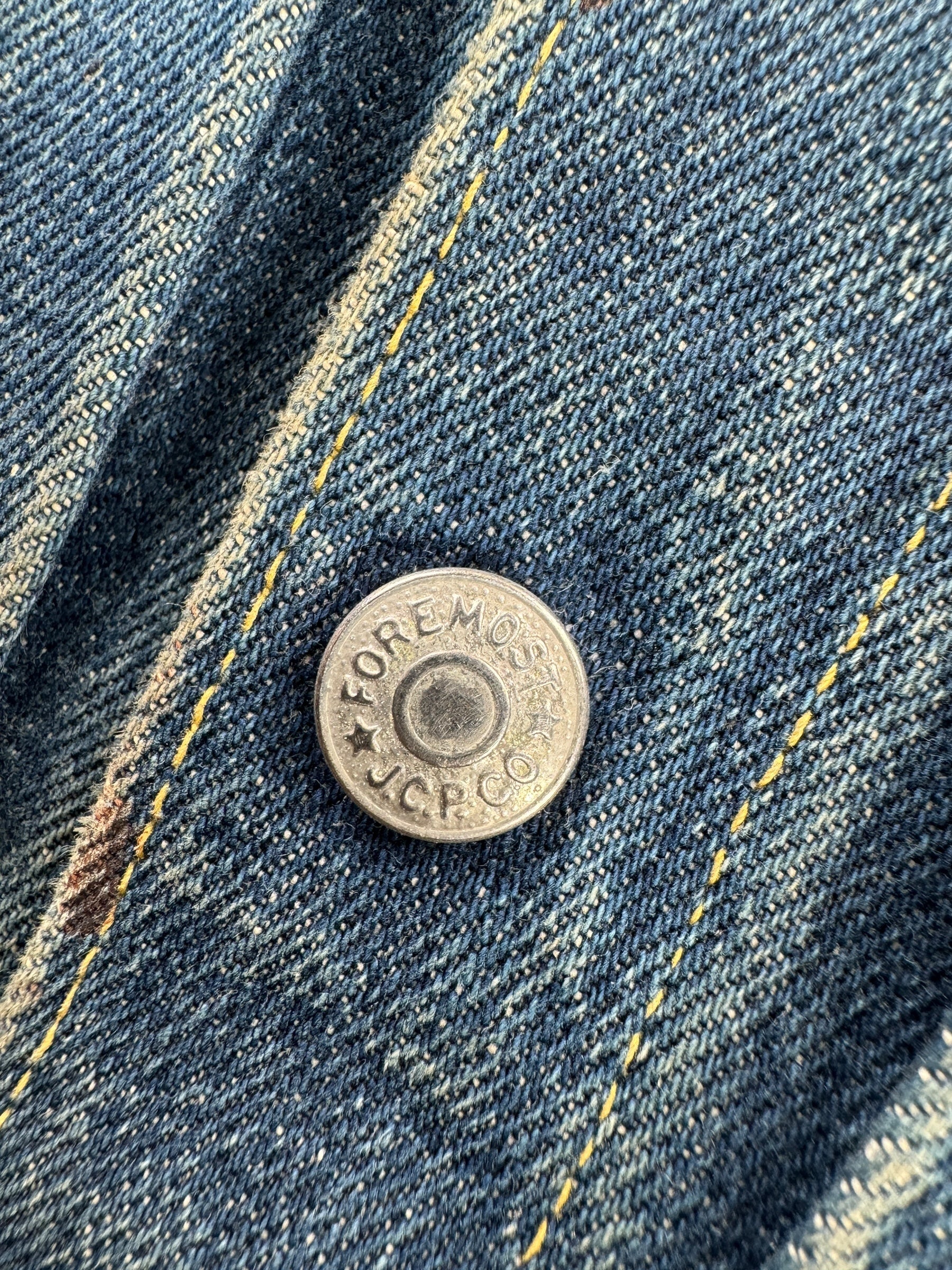 Button on Vintage Foremost Selvedge Denim Jacket SZ M