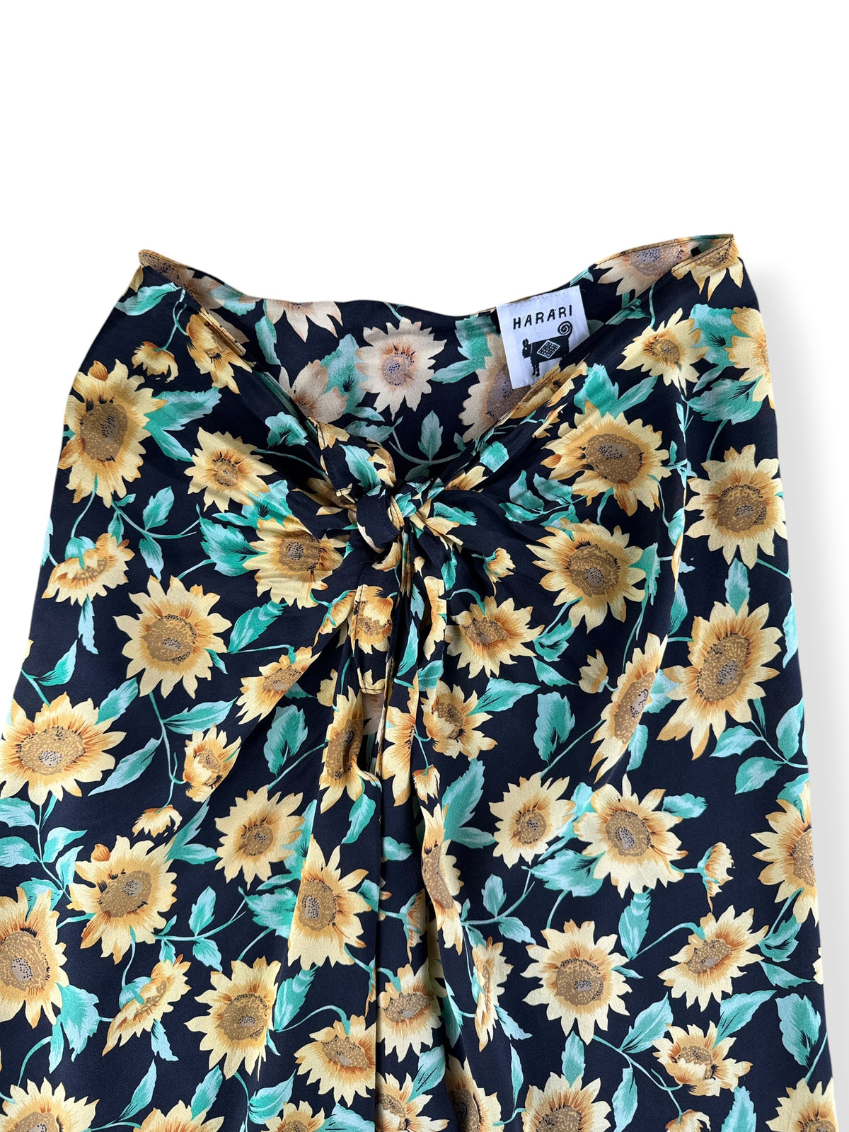 Tie on Vintage 90s Silk Sunflower Skirt SZ M