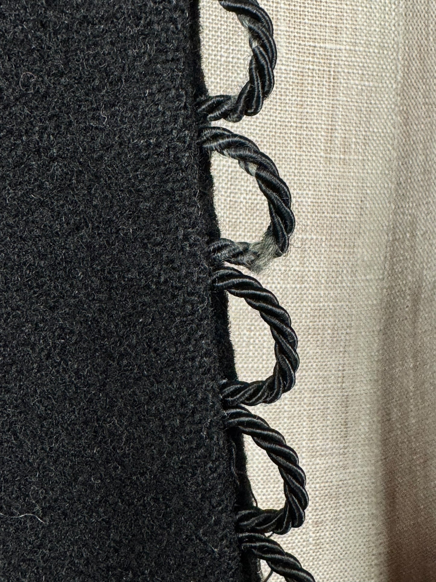 Worn button loops of 1970s Simon Howard Wool Fur Trimmed Coat S