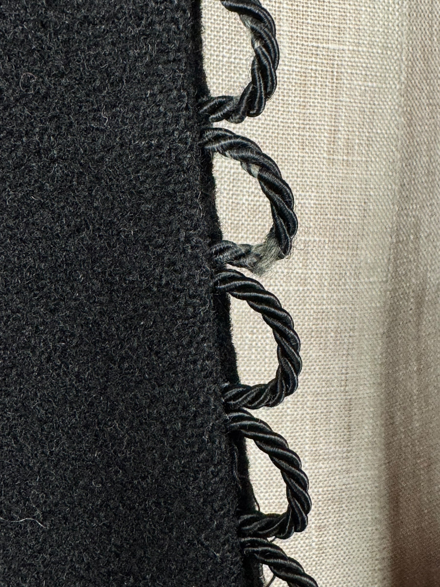 Worn button loops of 1970s Simon Howard Wool Fur Trimmed Coat S