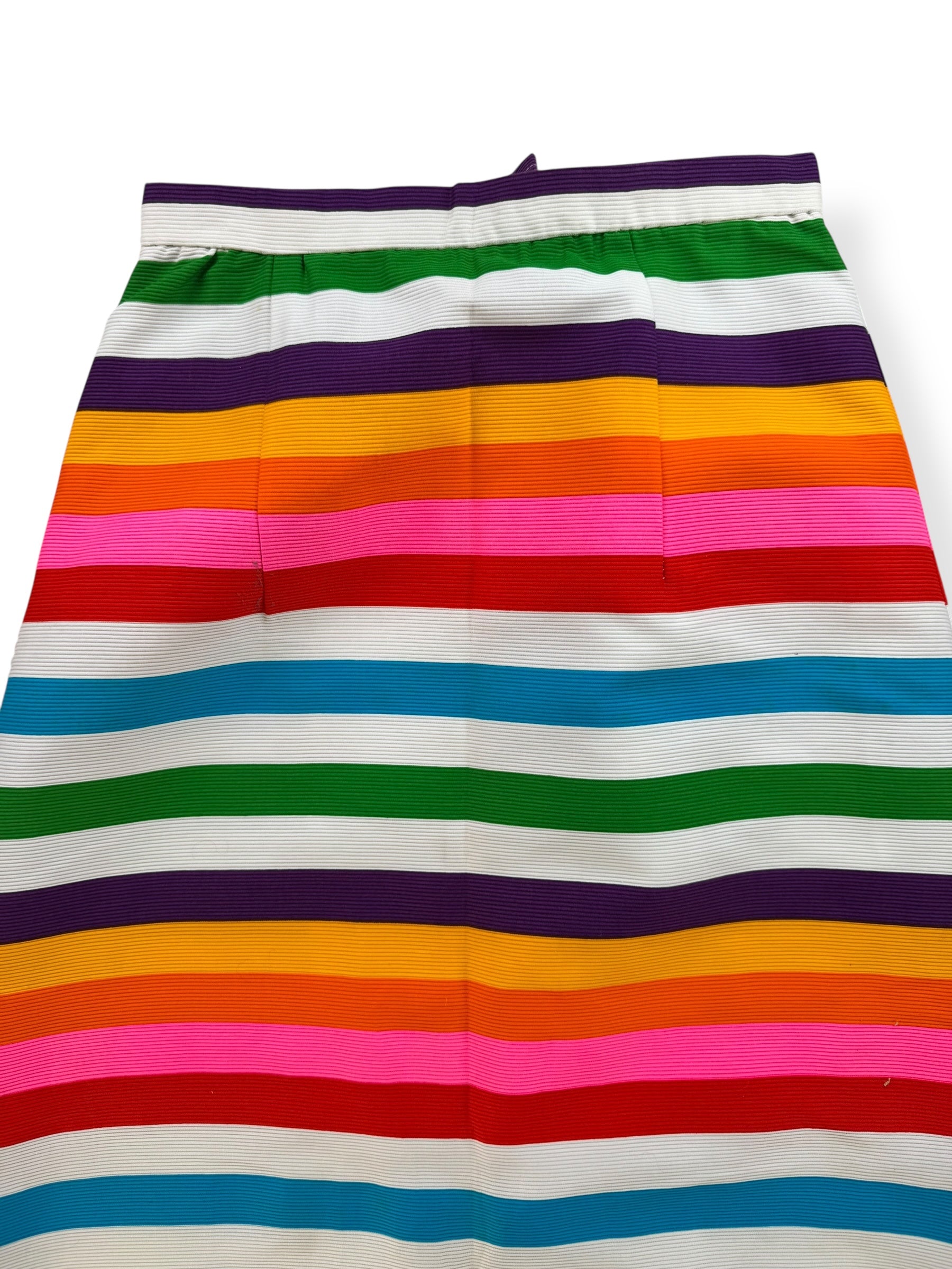 Back view of 1960s Alex Coleman Rainbow Striped Skirt AS-IS L