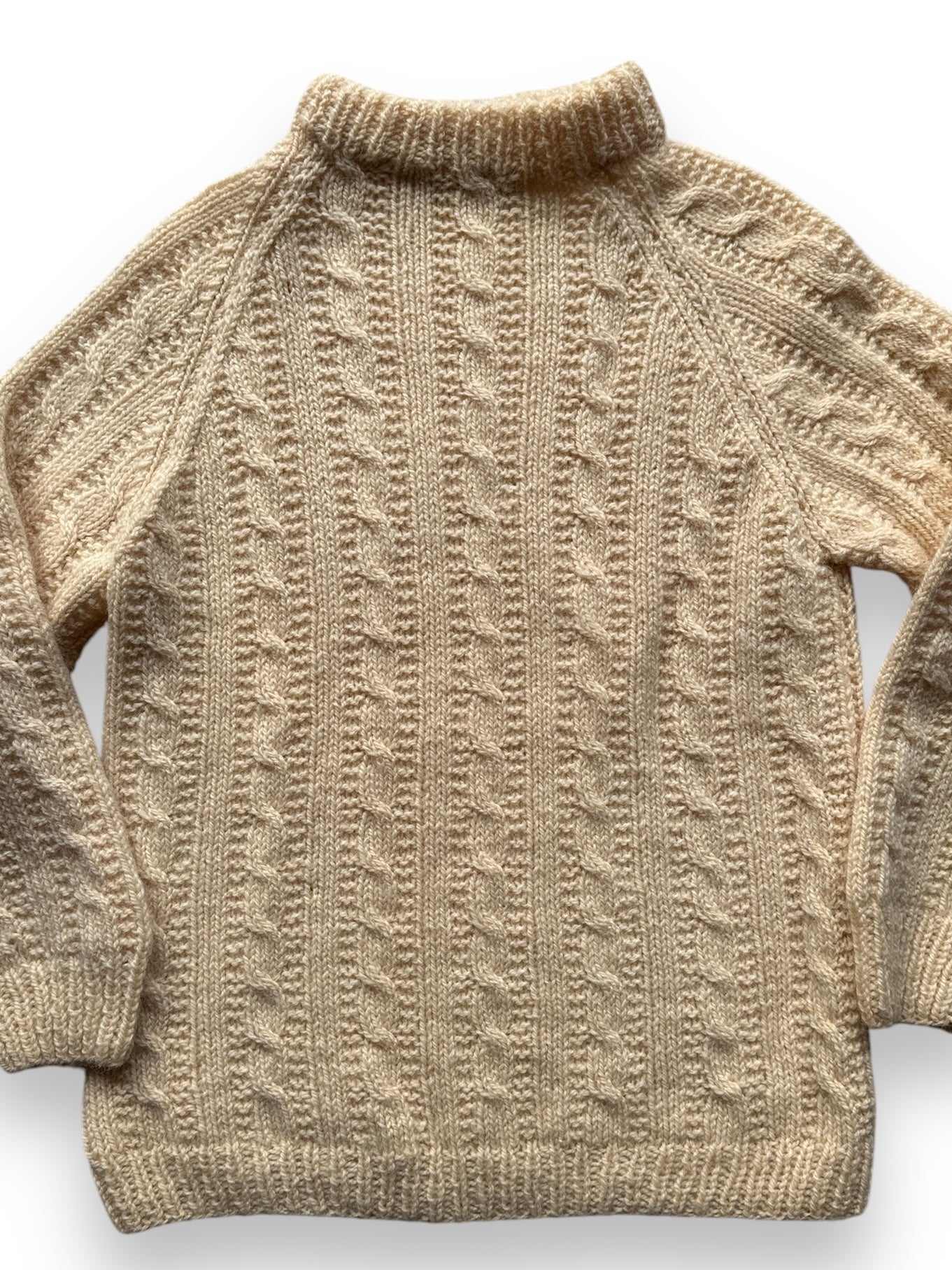 front close up of Vintage Wool Cable Knit Sweater SZ L