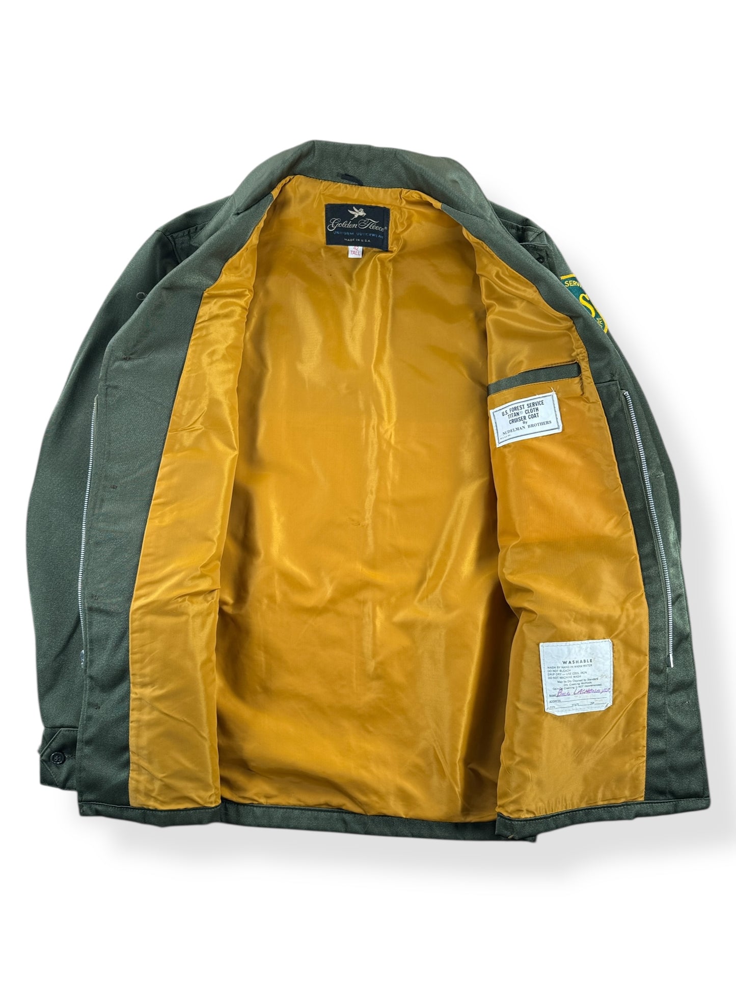 Inside of Vintage USFS Golden Fleece Cruiser Jacket SZ 42 Tall