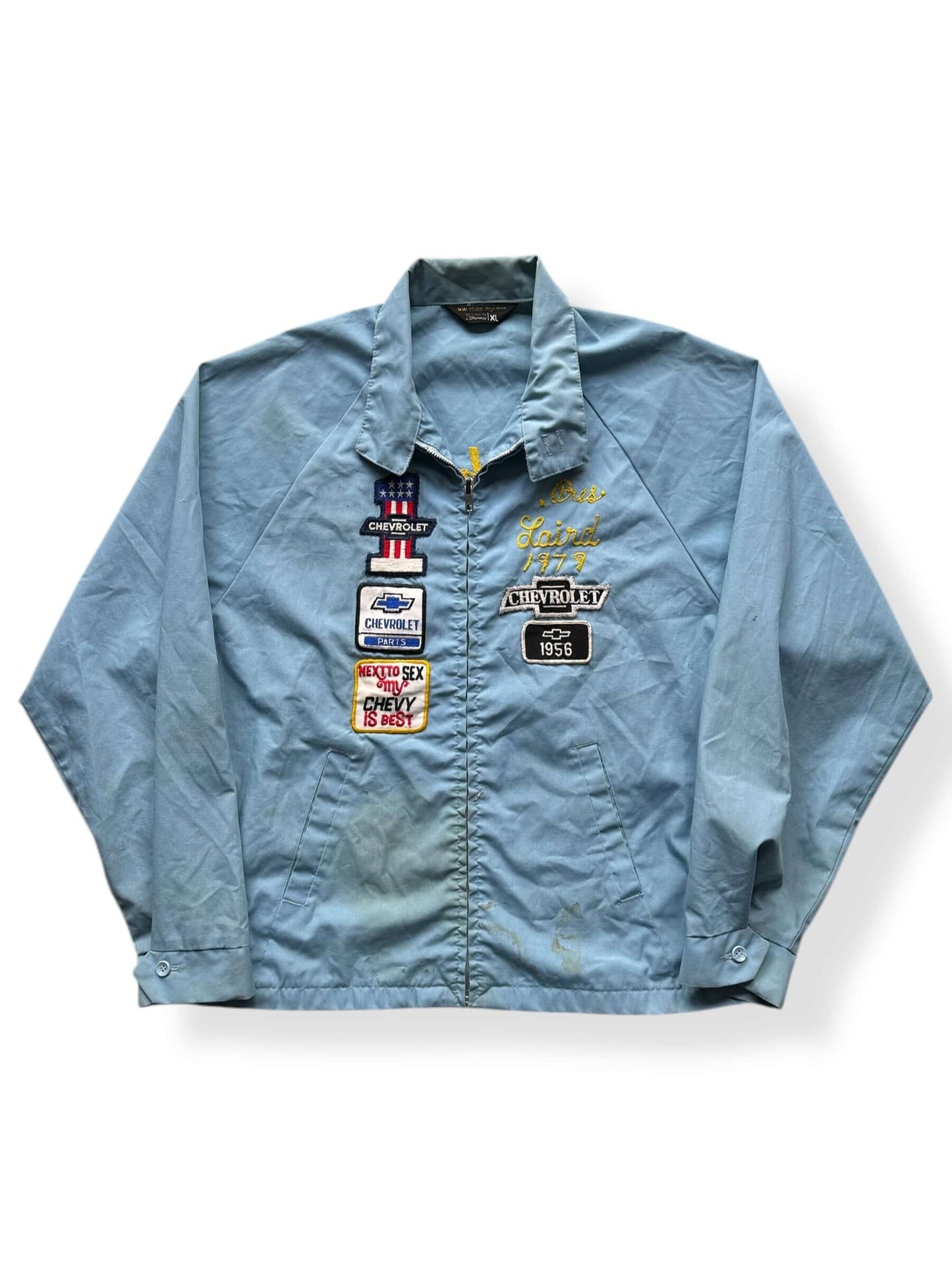 Front of Vintage Chevy Patched Jacket SZ XL