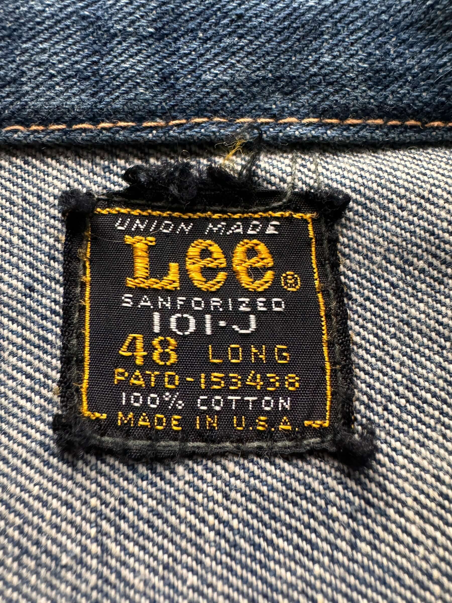 tag on Vintage Lee 101-J Jacket SZ 48 Long