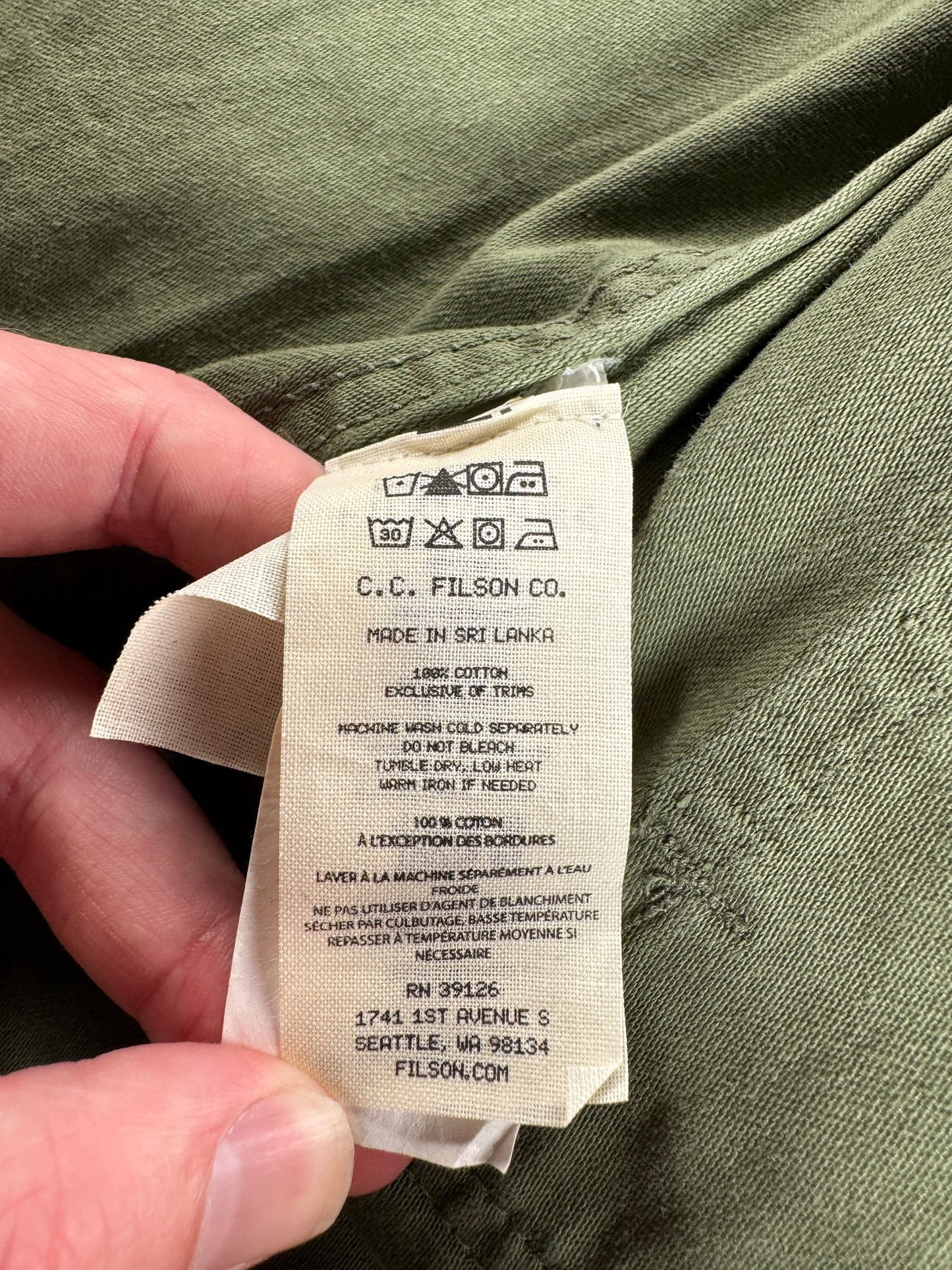 Tag on Filson Men's Field Cruiser Jacket SZ L