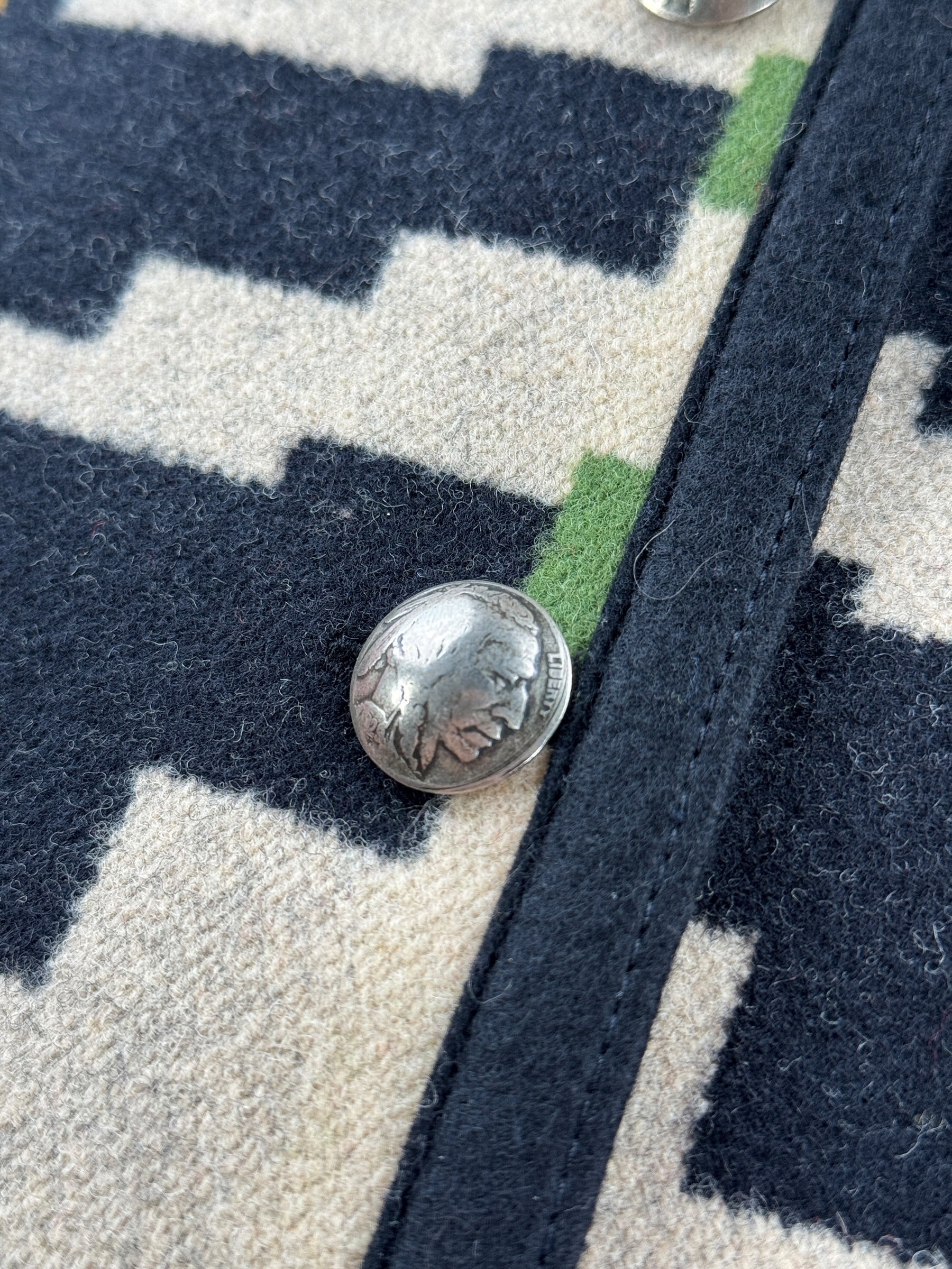 Button on Vintage Reversible Concho Button Wool Vest SZ XS