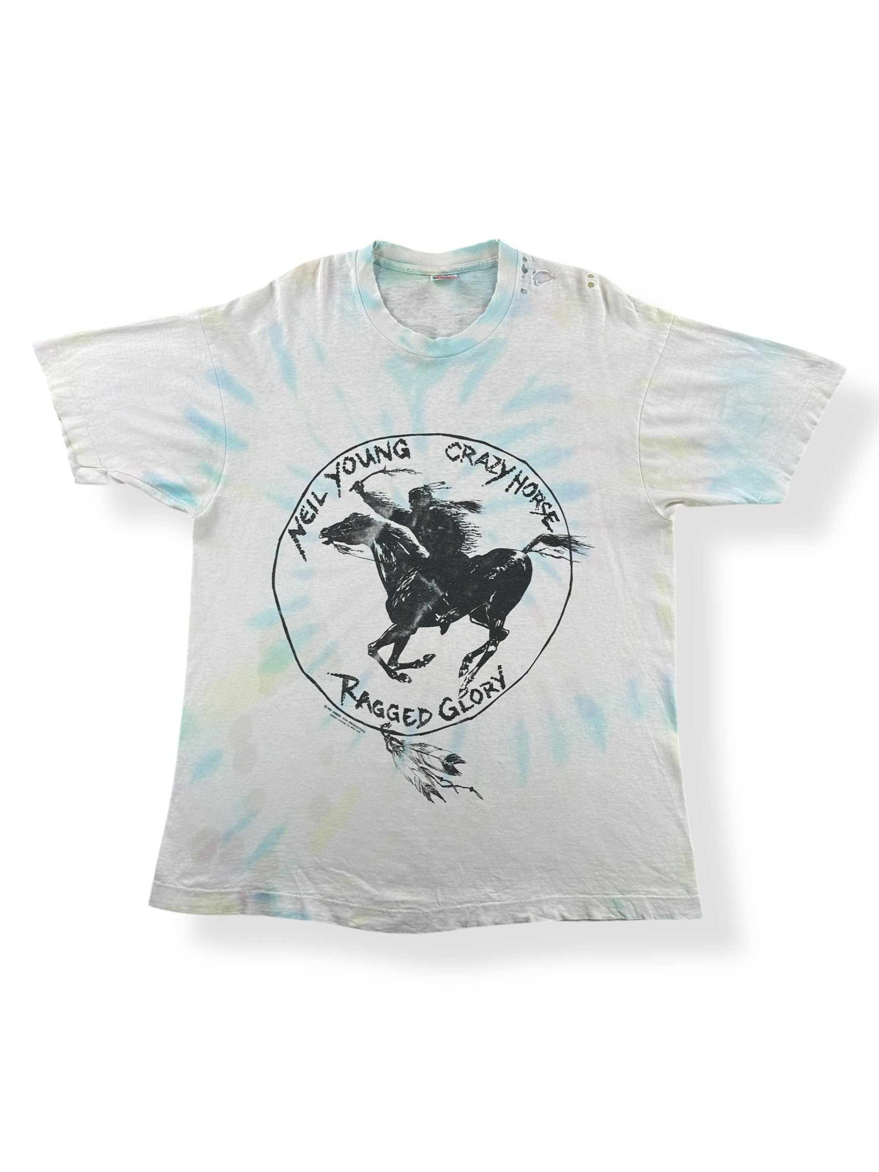 Front of Vintage Neil Young Ragged Glory Tie Dye Tee SZ XL