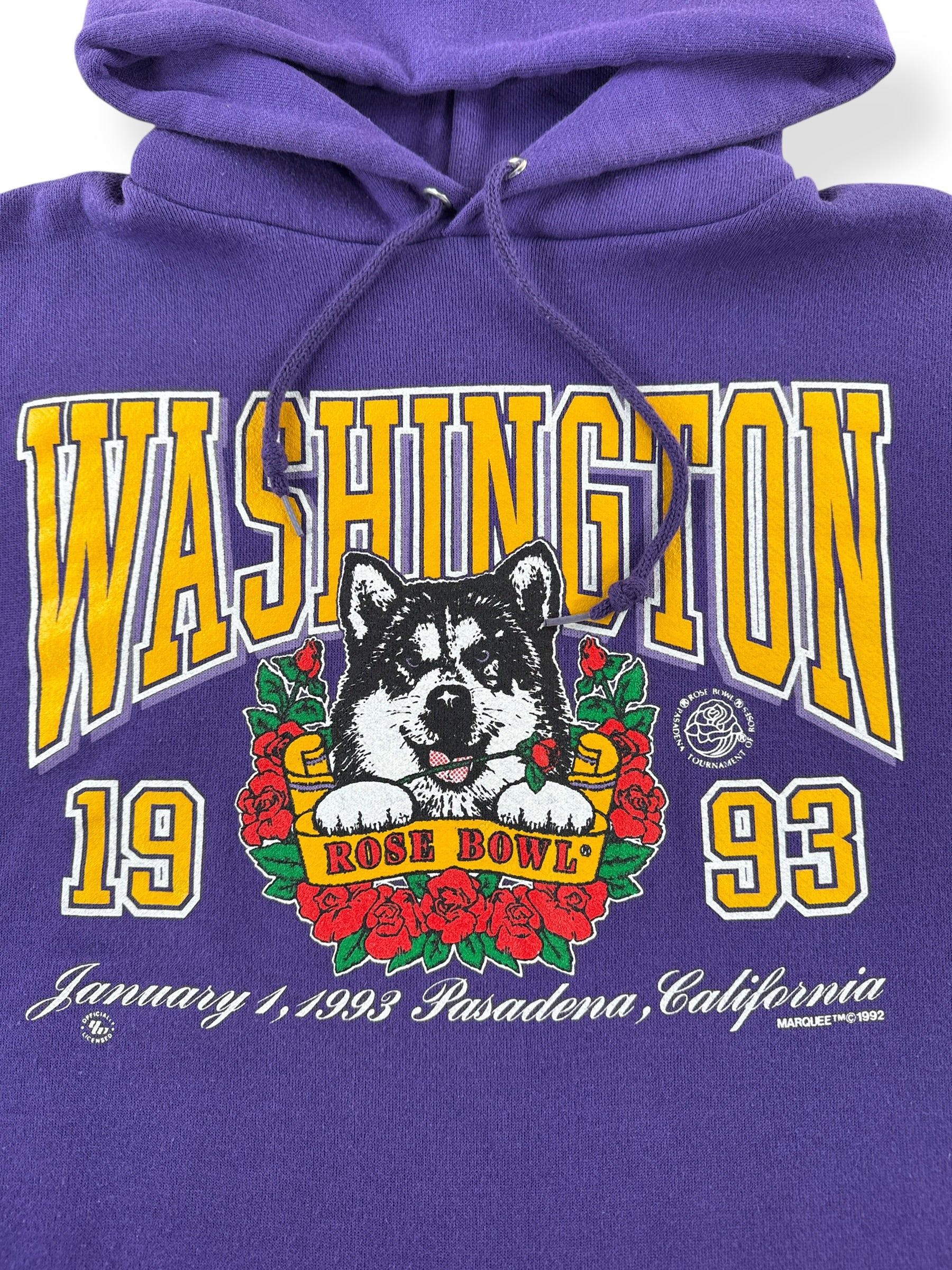 Graphic of Vintage Huskies '93 Rose Bowl Hoodie SZ XXL (Fits XL)