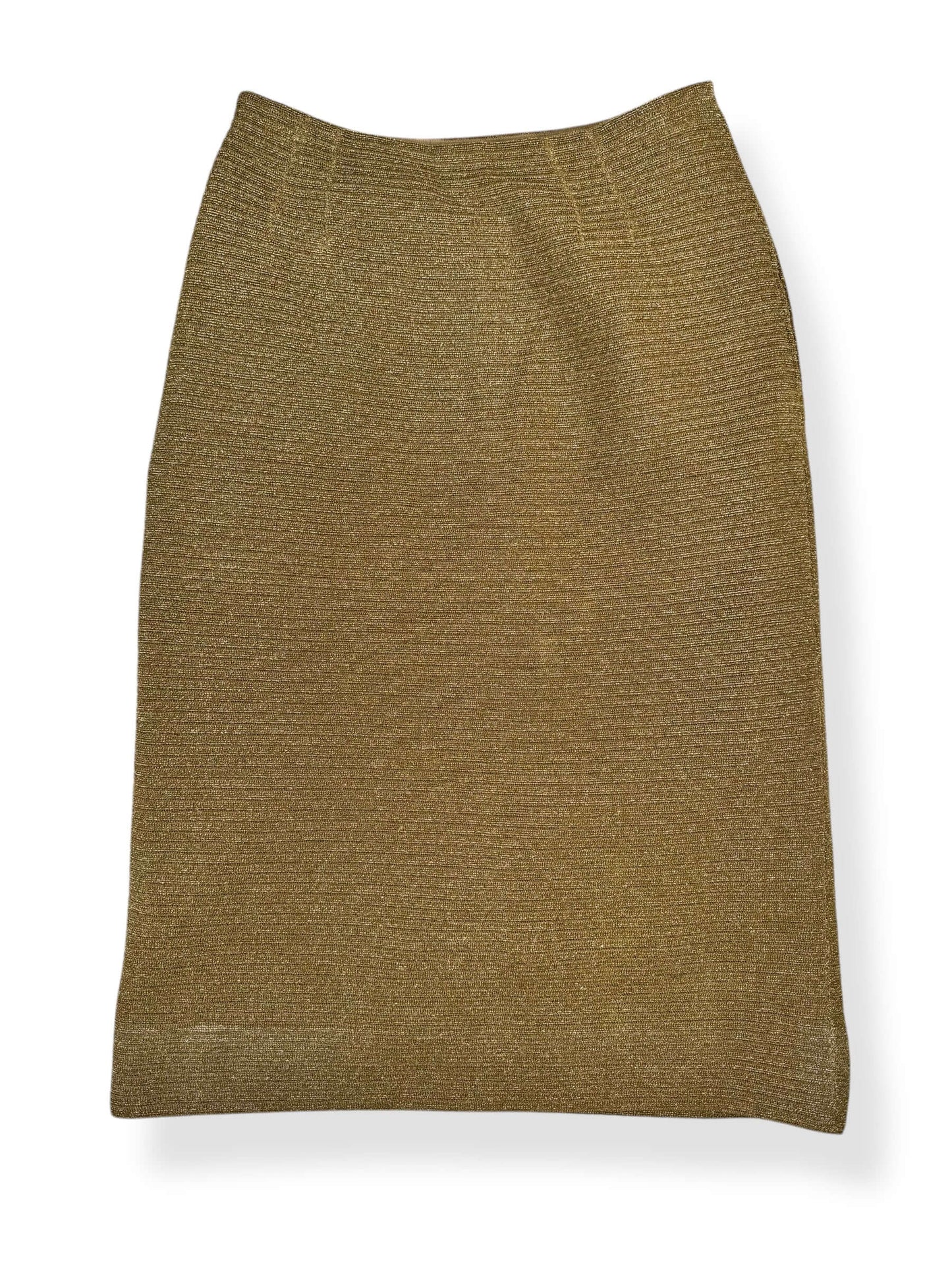 Front view of 1950s Gold Lurex Pencil Skirt M