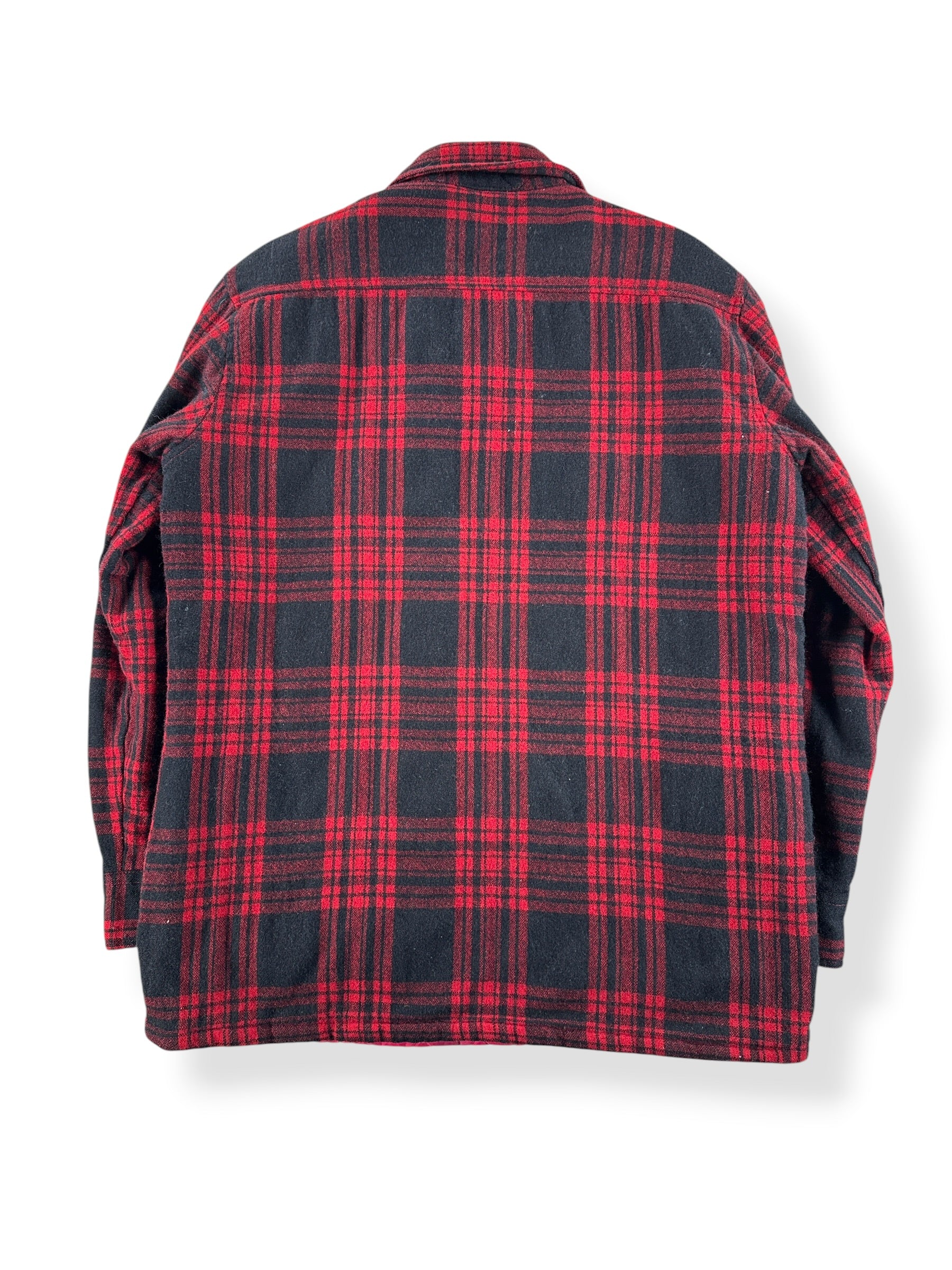 Back of Vintage Quilted Lined Wool Flannel SZ M