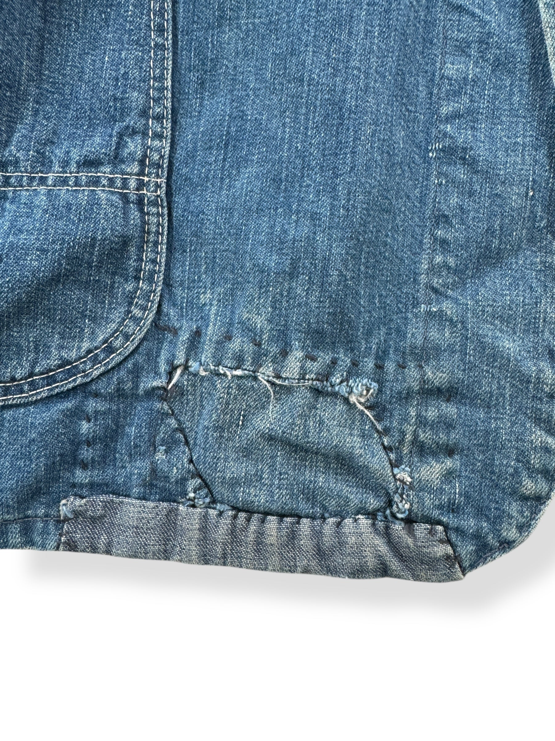 Repair on Vintage Hand Repaired Sanforized Denim Chore Coat SZ L
