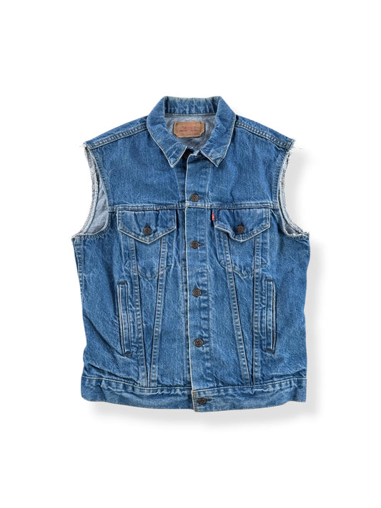 Front of Vintage Levi's 4 Pocket Type 3 Cutoff Trucker Vest SZ 42L
