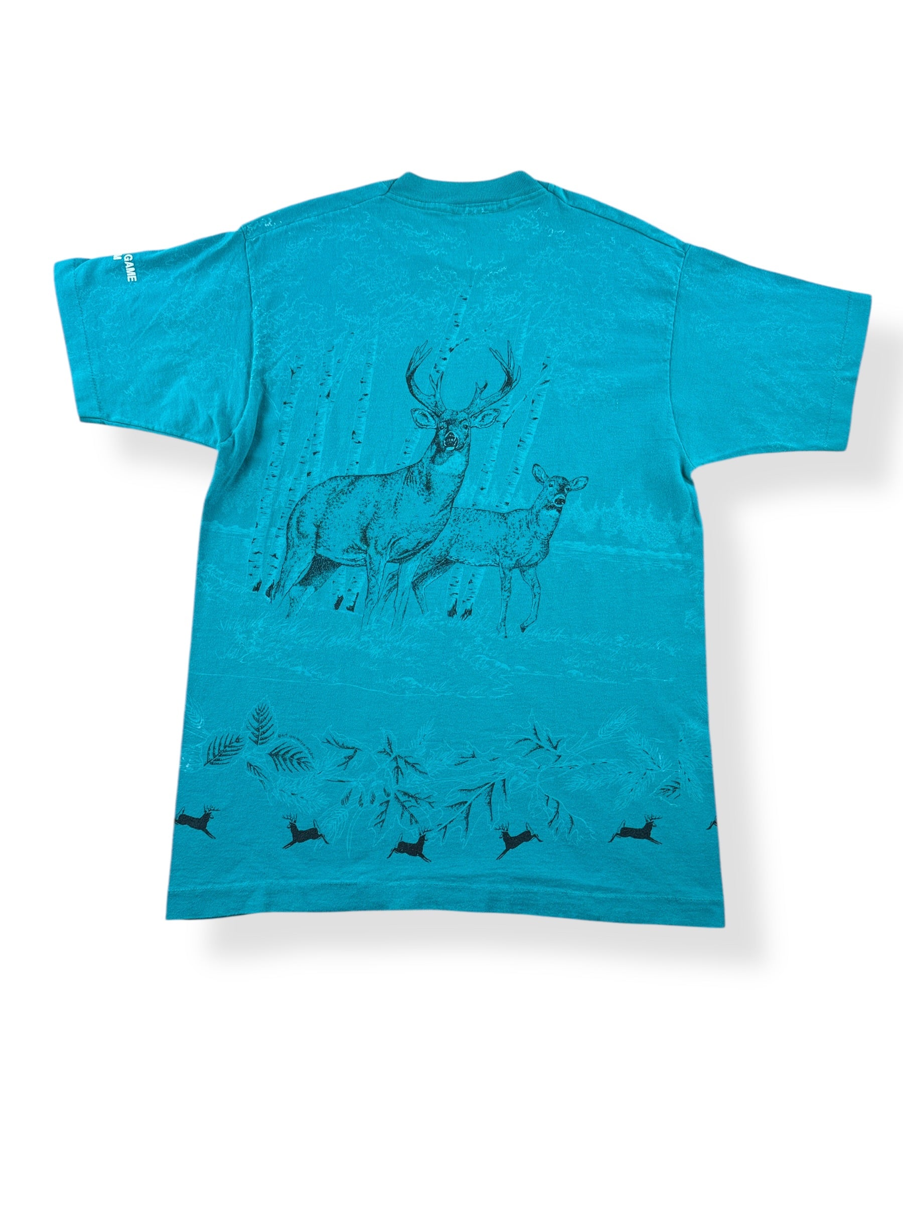 Back of Vintage Deer AOP Tee SZ L (Fits M)