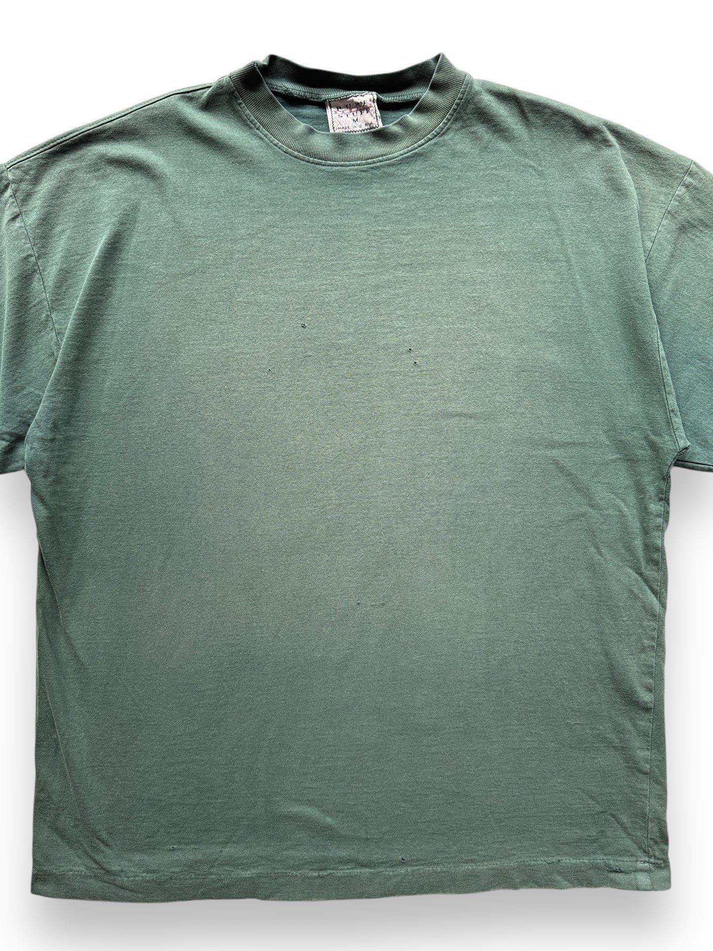 front close up of Vintage Green Blank Tee Shirt SZ L