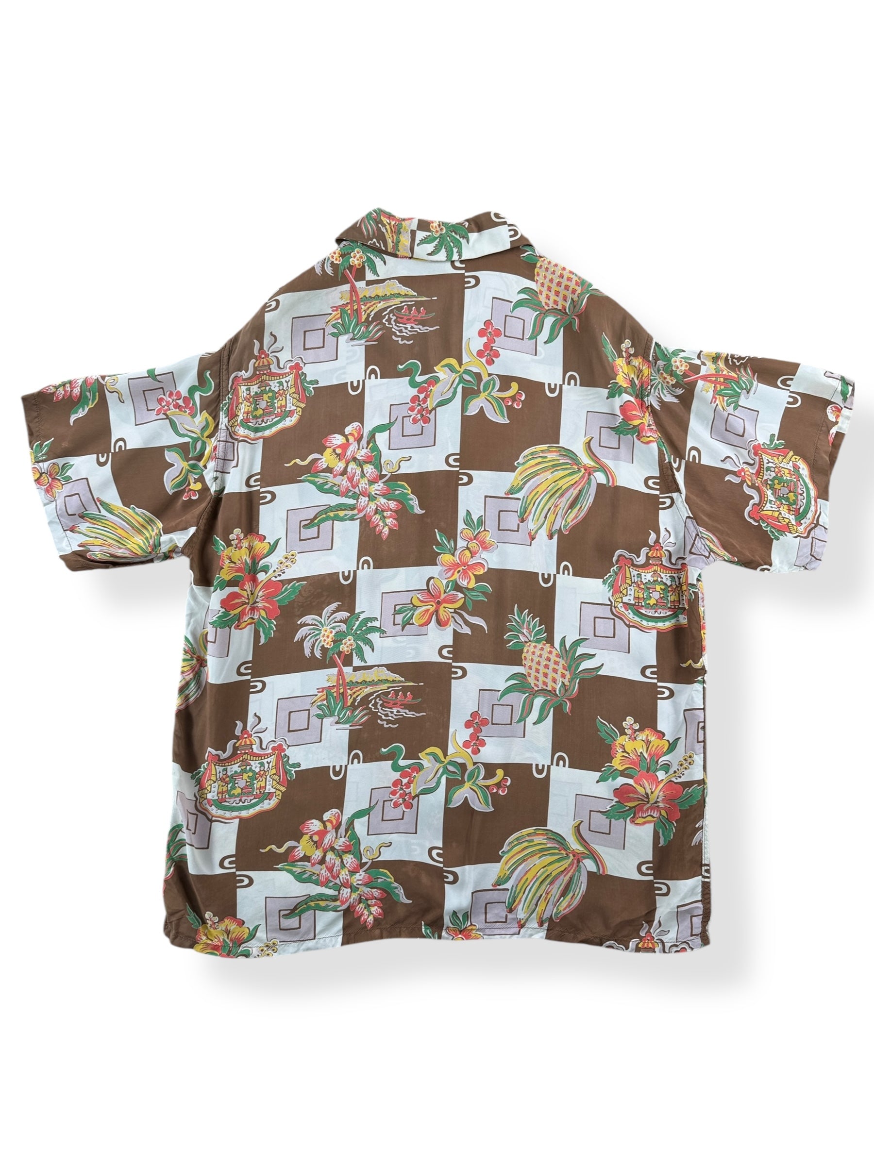Back of Vintage Berketowne of Hollywood Aloha Shirt SZ M AS IS