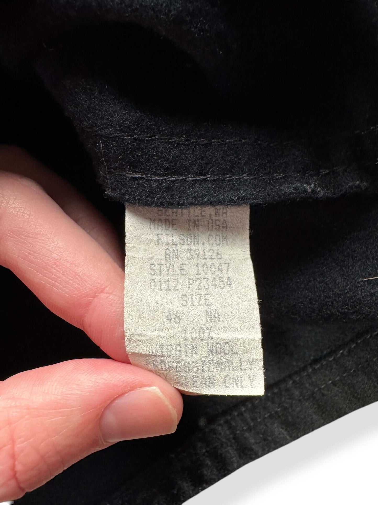 Tag on Filson Navy Jac Shirt SZ 46