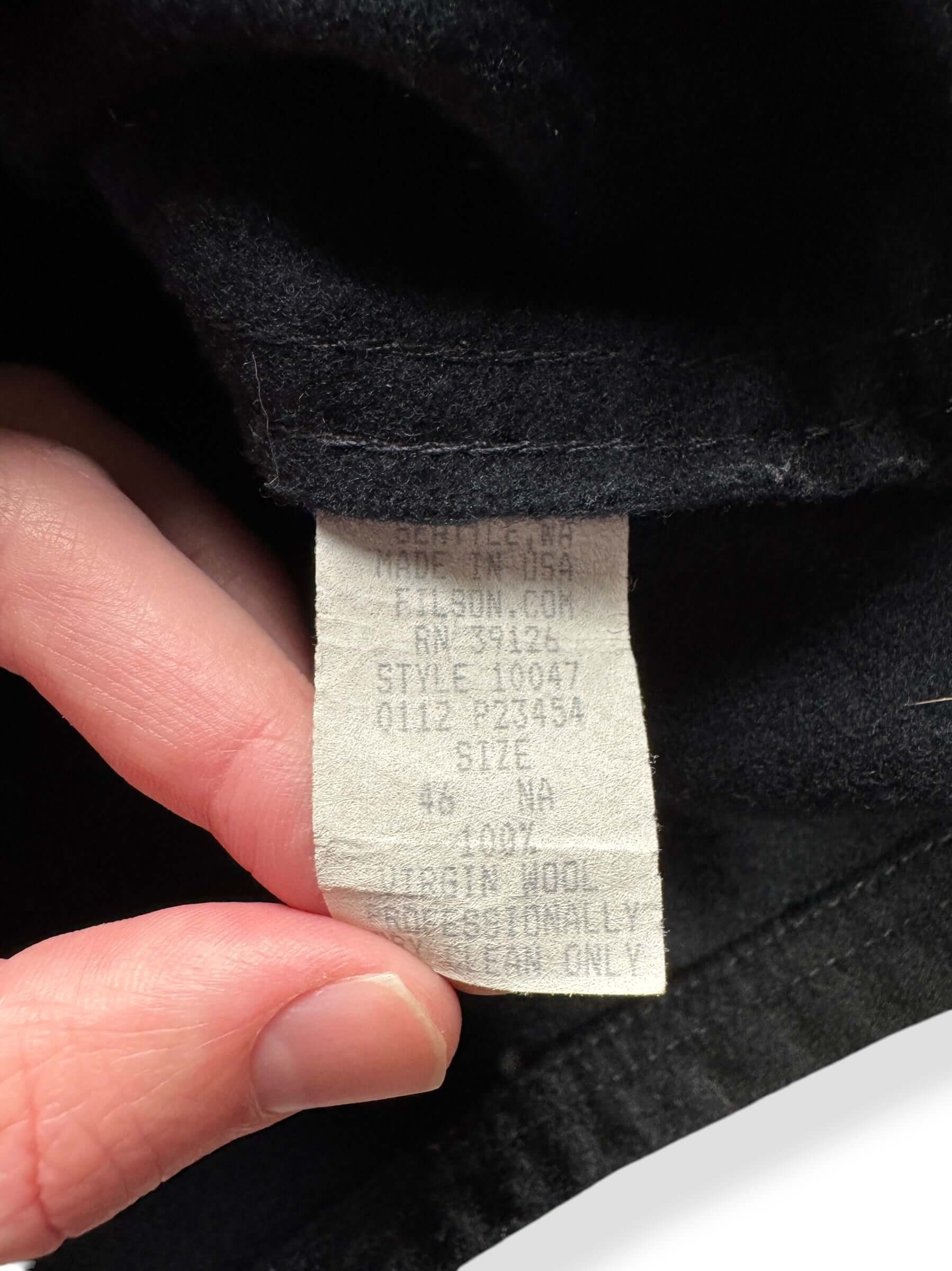 Tag on Filson Navy Jac Shirt SZ 46