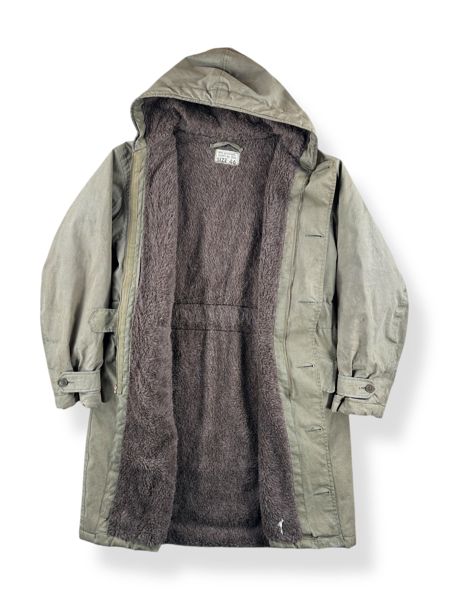 Inside of Vintage 1943 N-1 Winter Parka Coat SZ 46