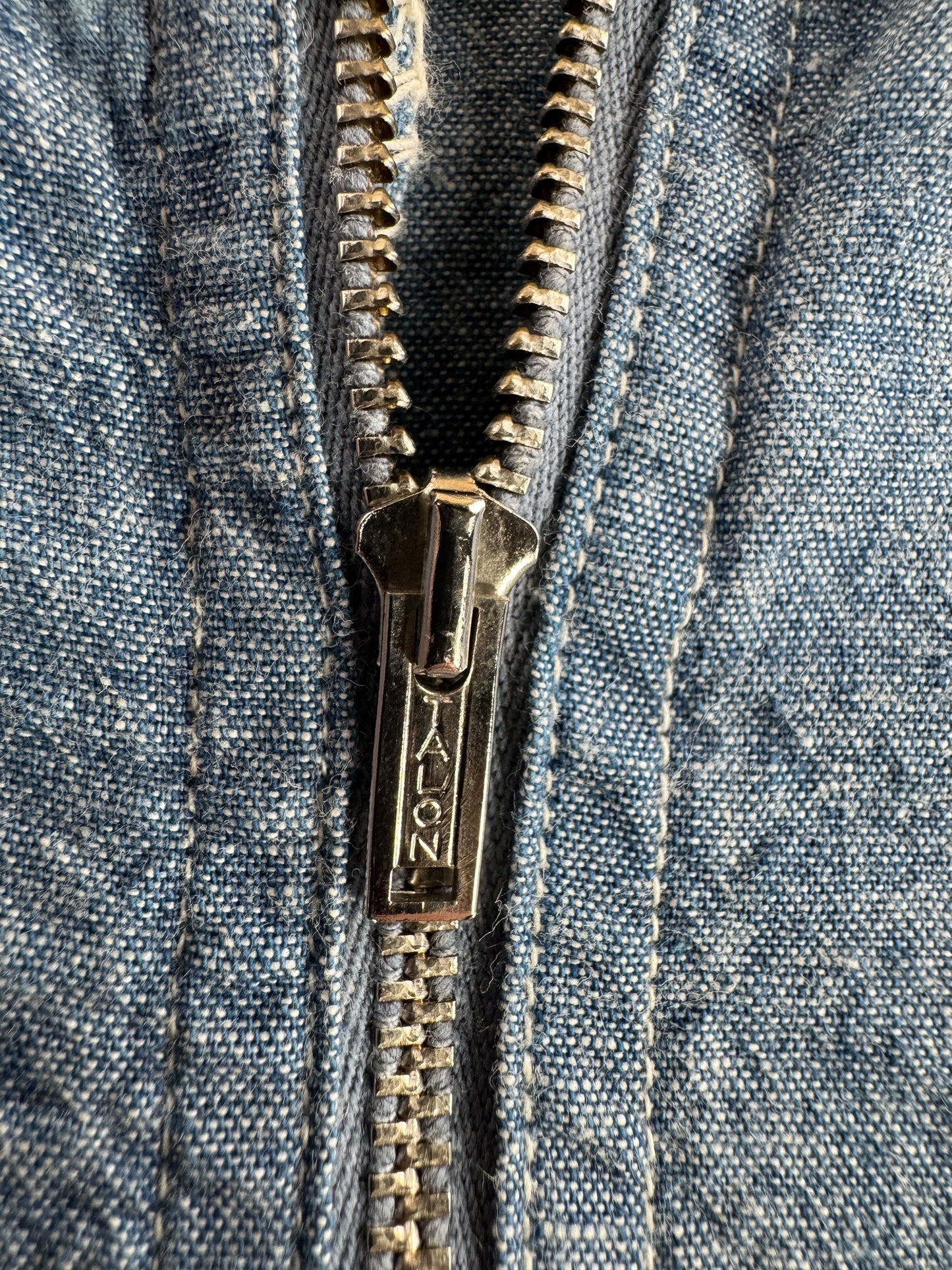Zipper on Vintage Montgomery Ward Quarter Zip Chambray SZ S