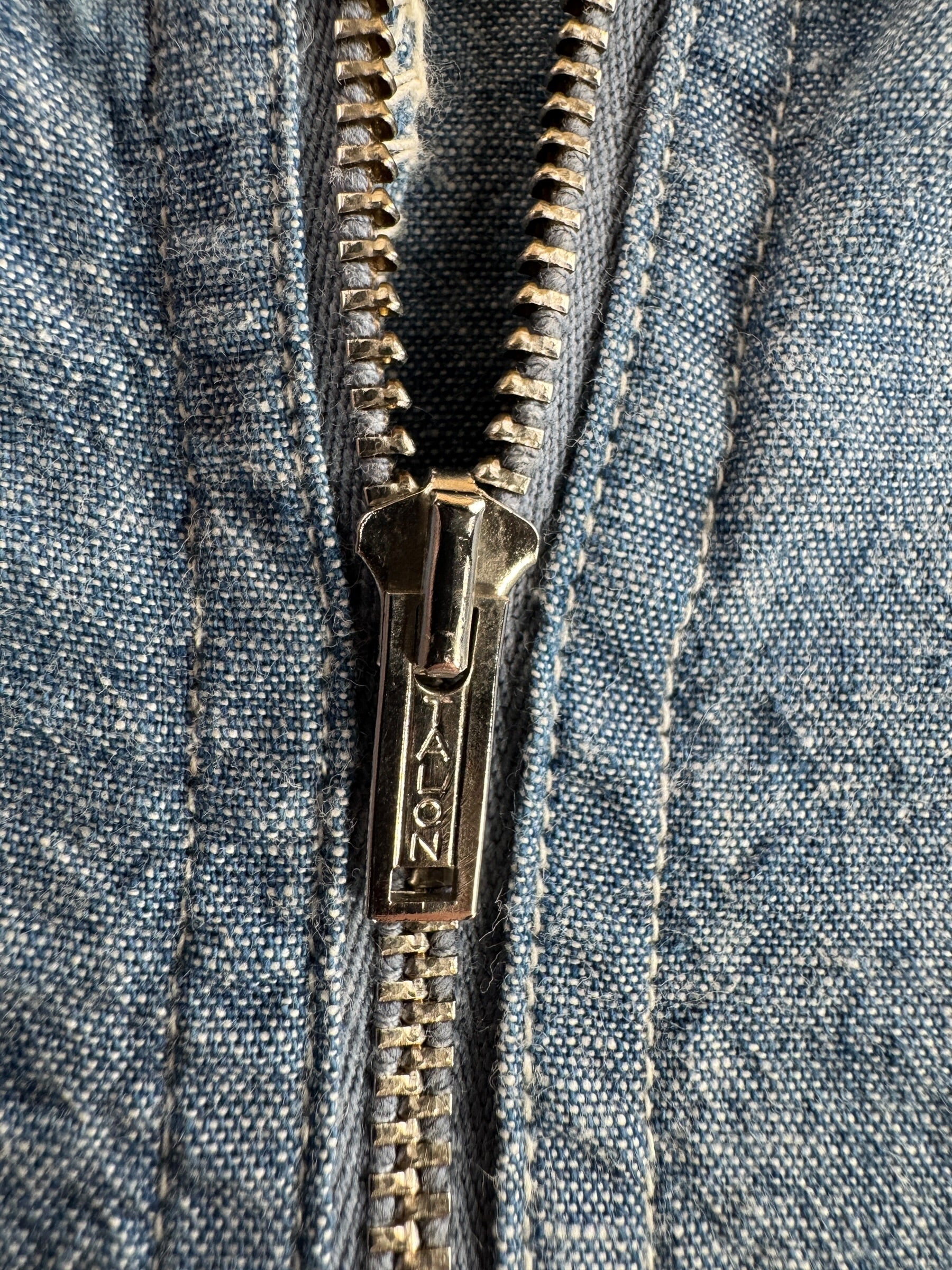 Zipper on Vintage Montgomery Ward Quarter Zip Chambray SZ S