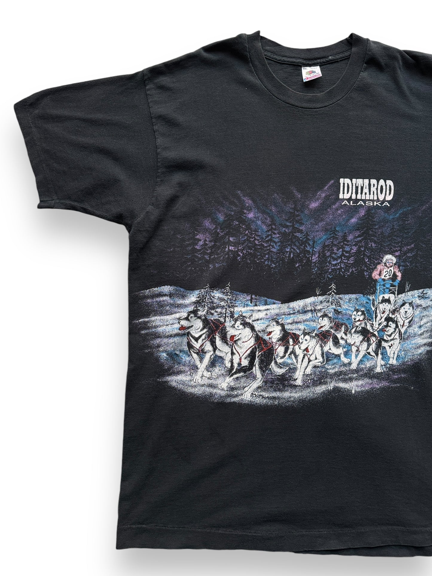 Front Right View of Vintage Iditarod Alaska AOP Tee SZ XXL