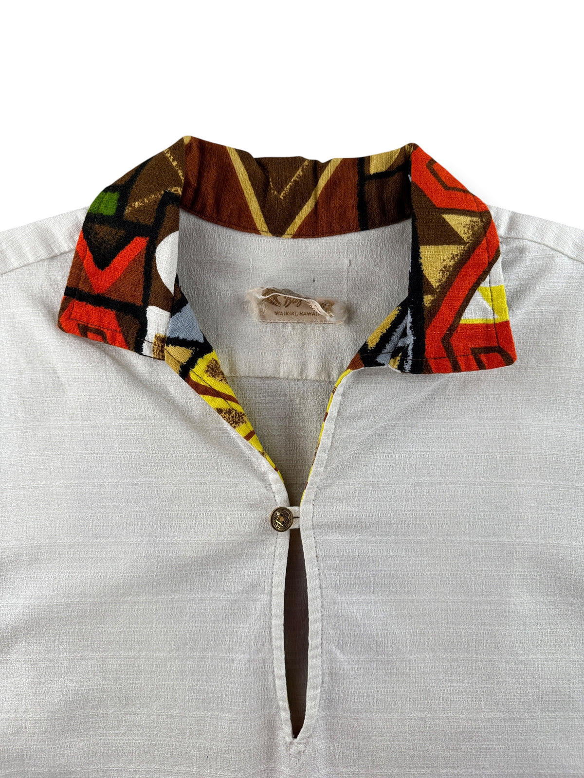 Collar on Vintage Polynesian Bazaar Aloha Pullover Shirt SZ M
