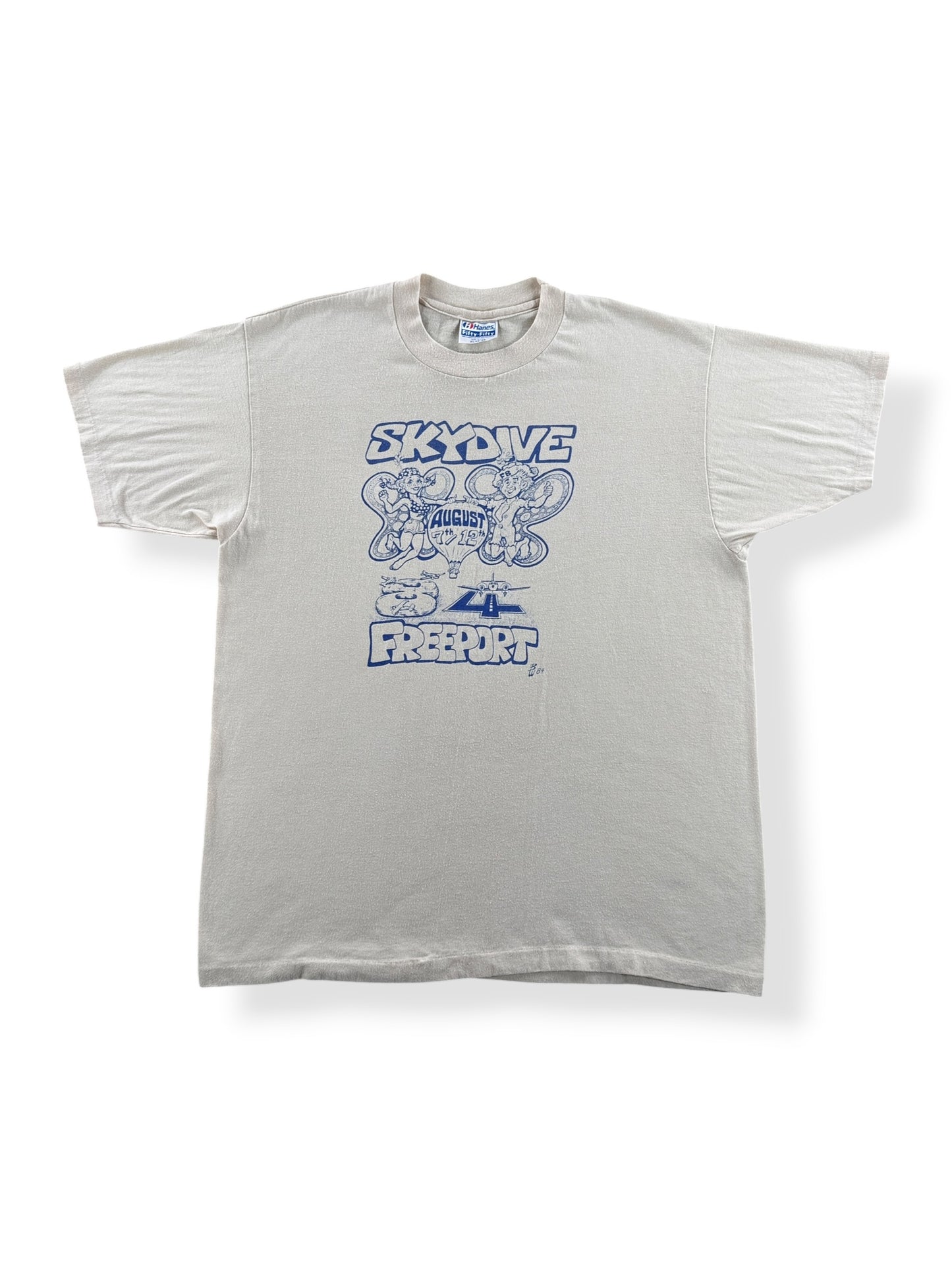 Front of Vintage Sky Dive Freeport Tee SZ XL (Fits L)