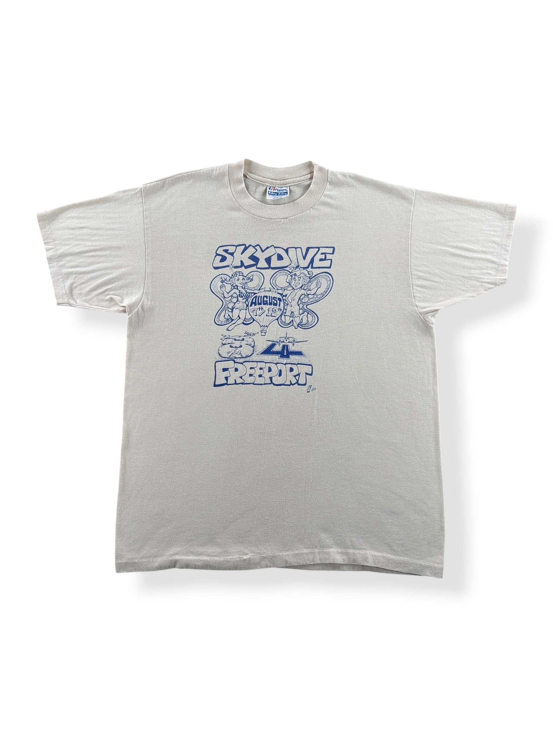 Front of Vintage Sky Dive Freeport Tee SZ XL (Fits L)