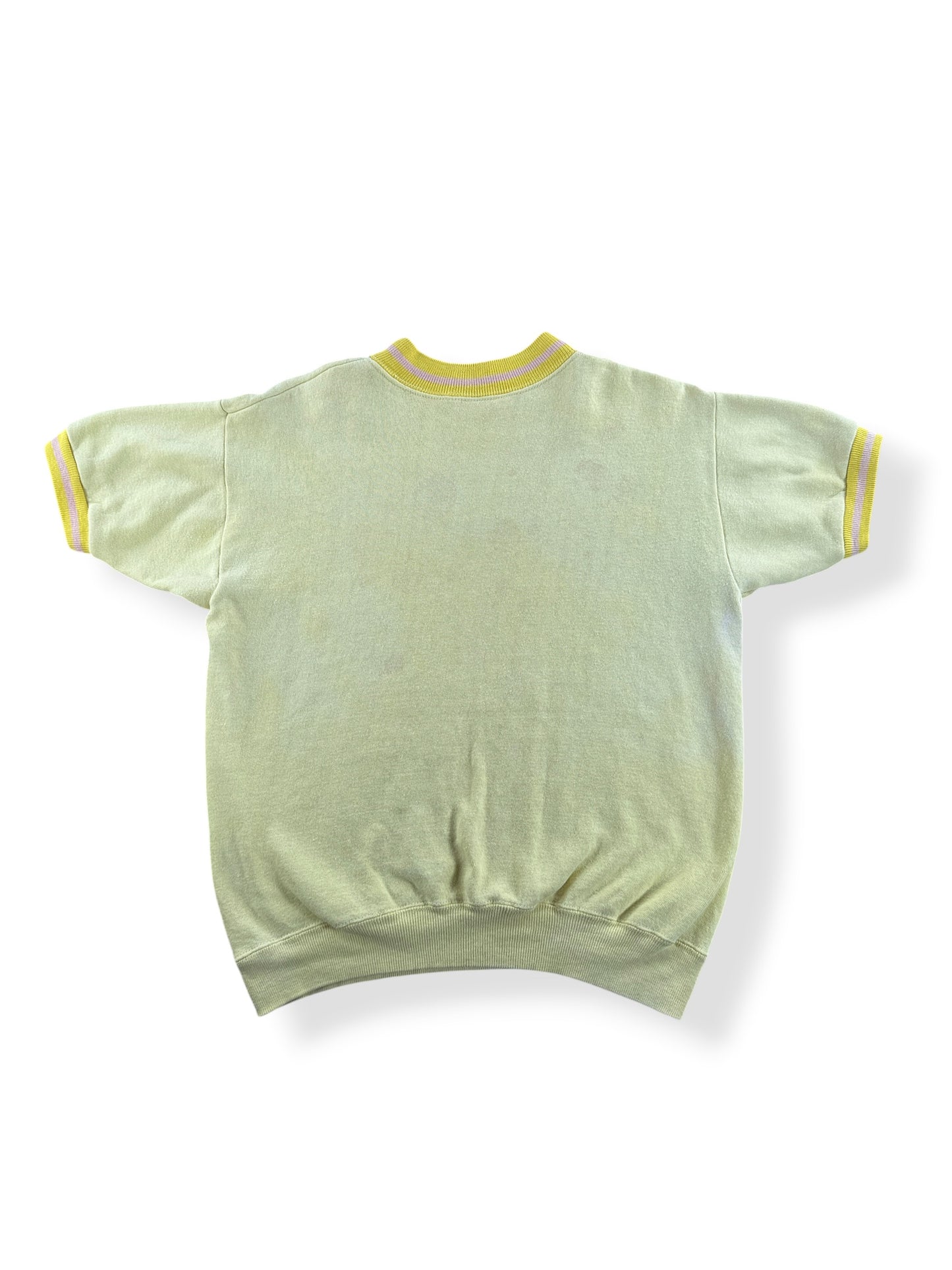 Back of Vintage 60s Yellow Short Sleeve Crewneck SZ S