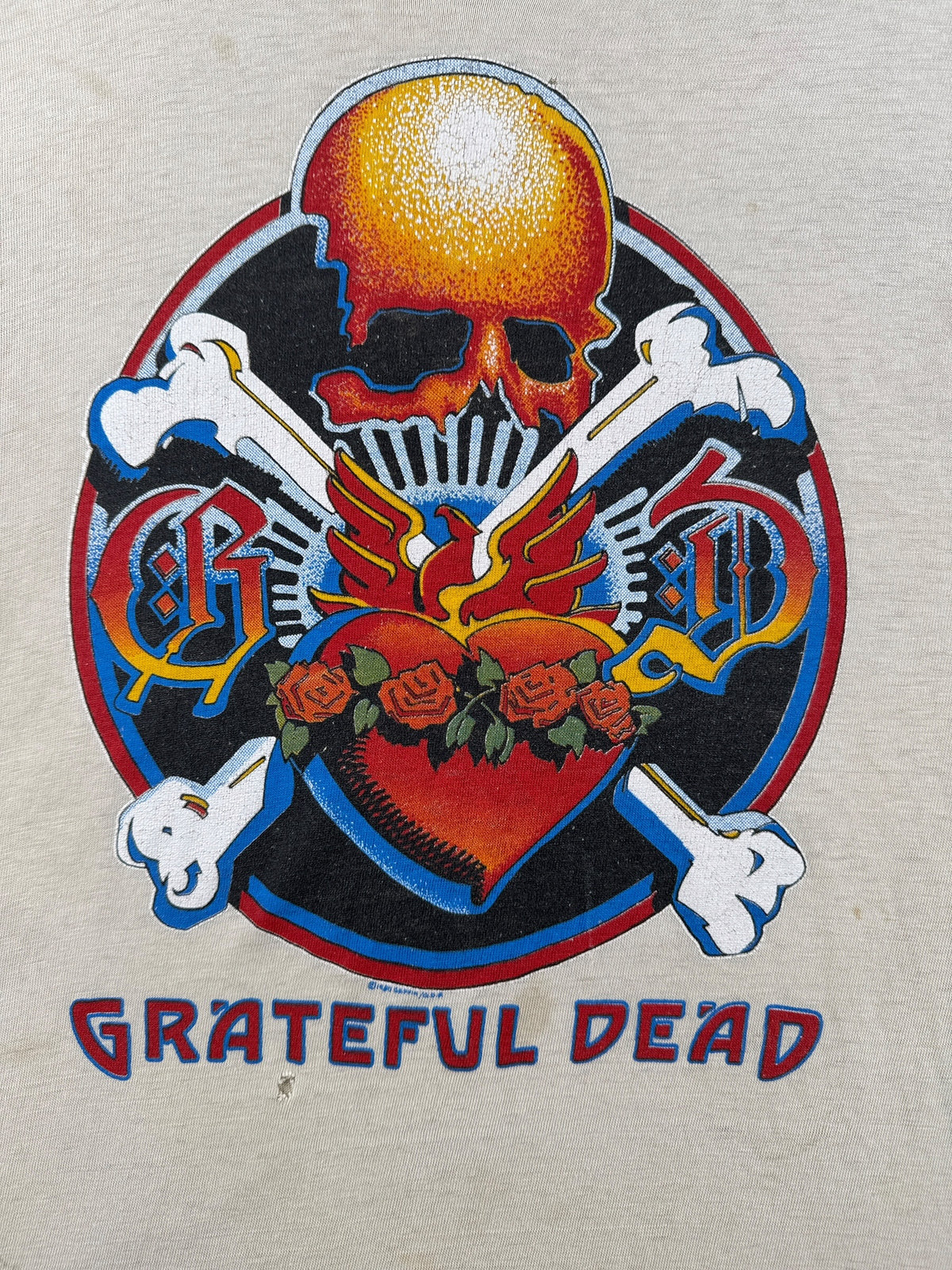 Graphic on Vintage 1980 Grateful Dead Reckoning Tee SZ XL
