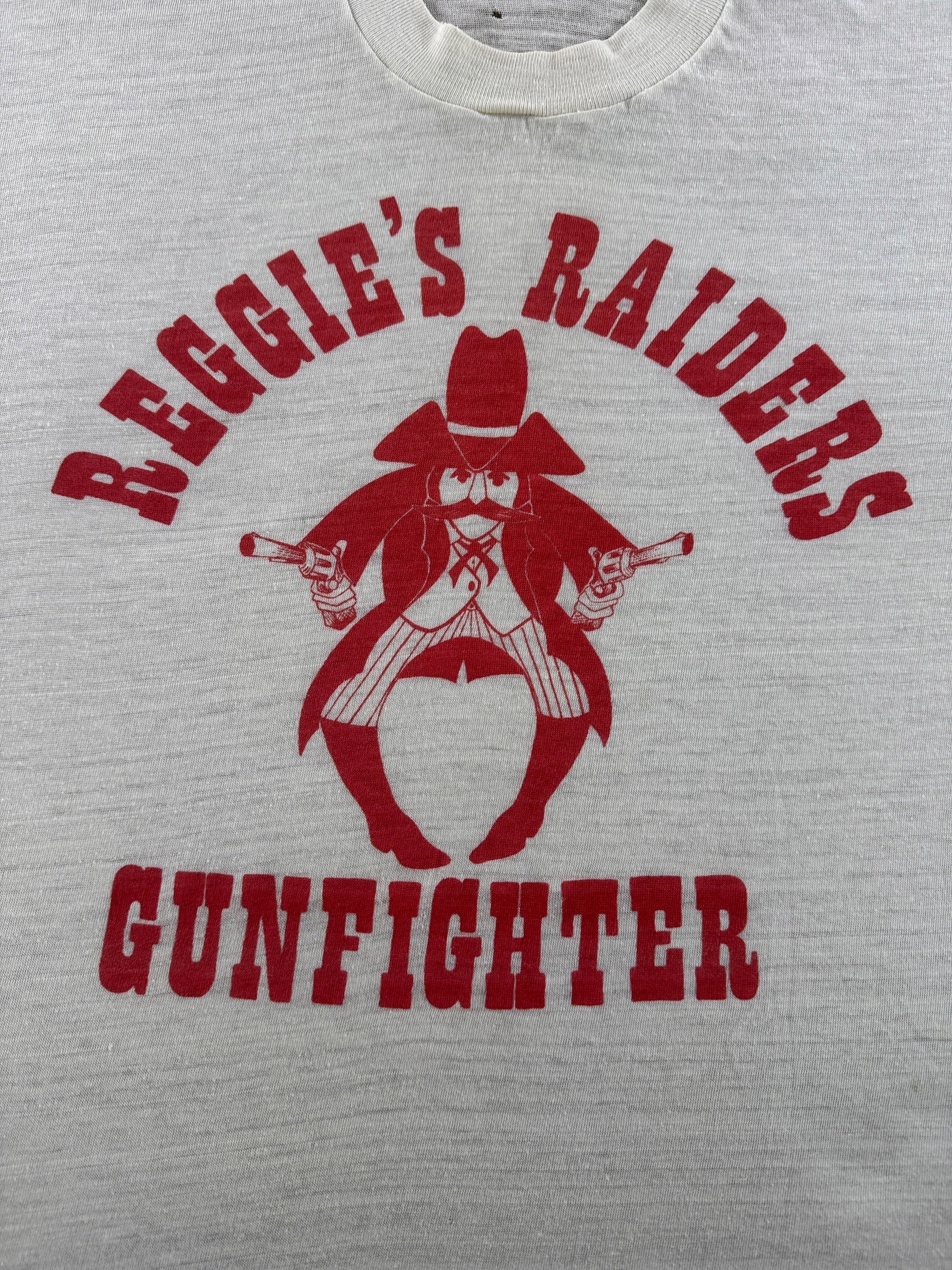 Graphic of Vintage Reggie's Raiders Gunfighter Tee SZ XL (Fits L)