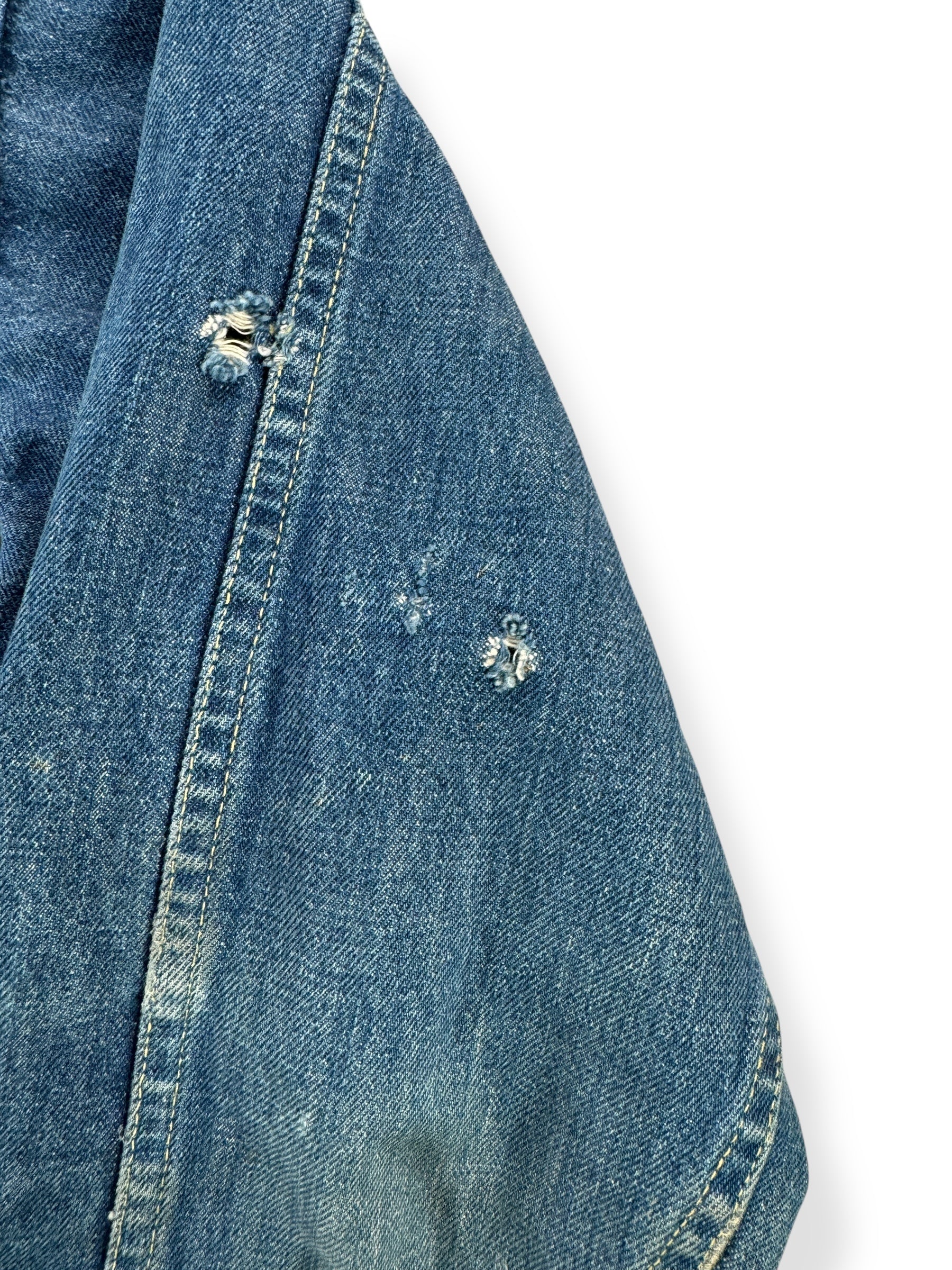 Holes on Left Sleeve of Vintage Foremost Selvedge Denim Jacket SZ M