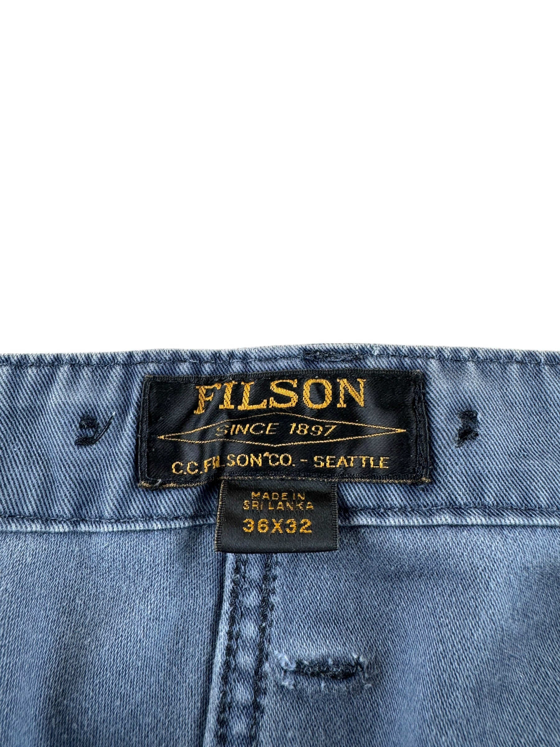 Label on Filson Blue Mussel Field Cargo Pants W36 (Fits W39) AS IS