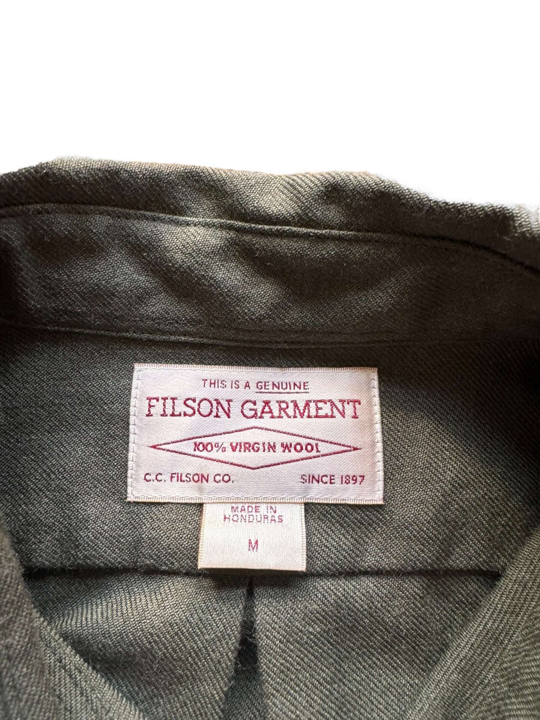 tag on Filson Northwest Wool Shirt SZ M